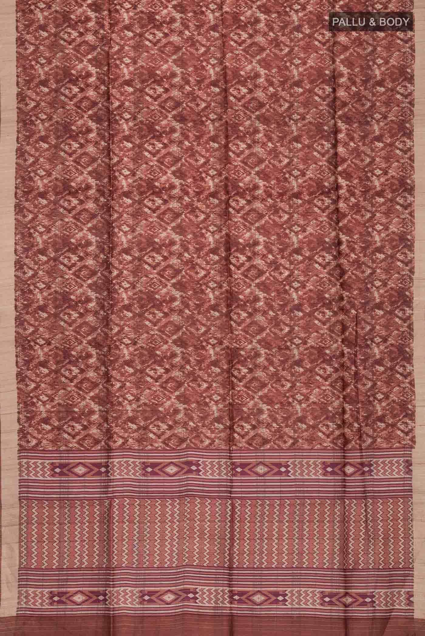Brown Tussar Silk Saree