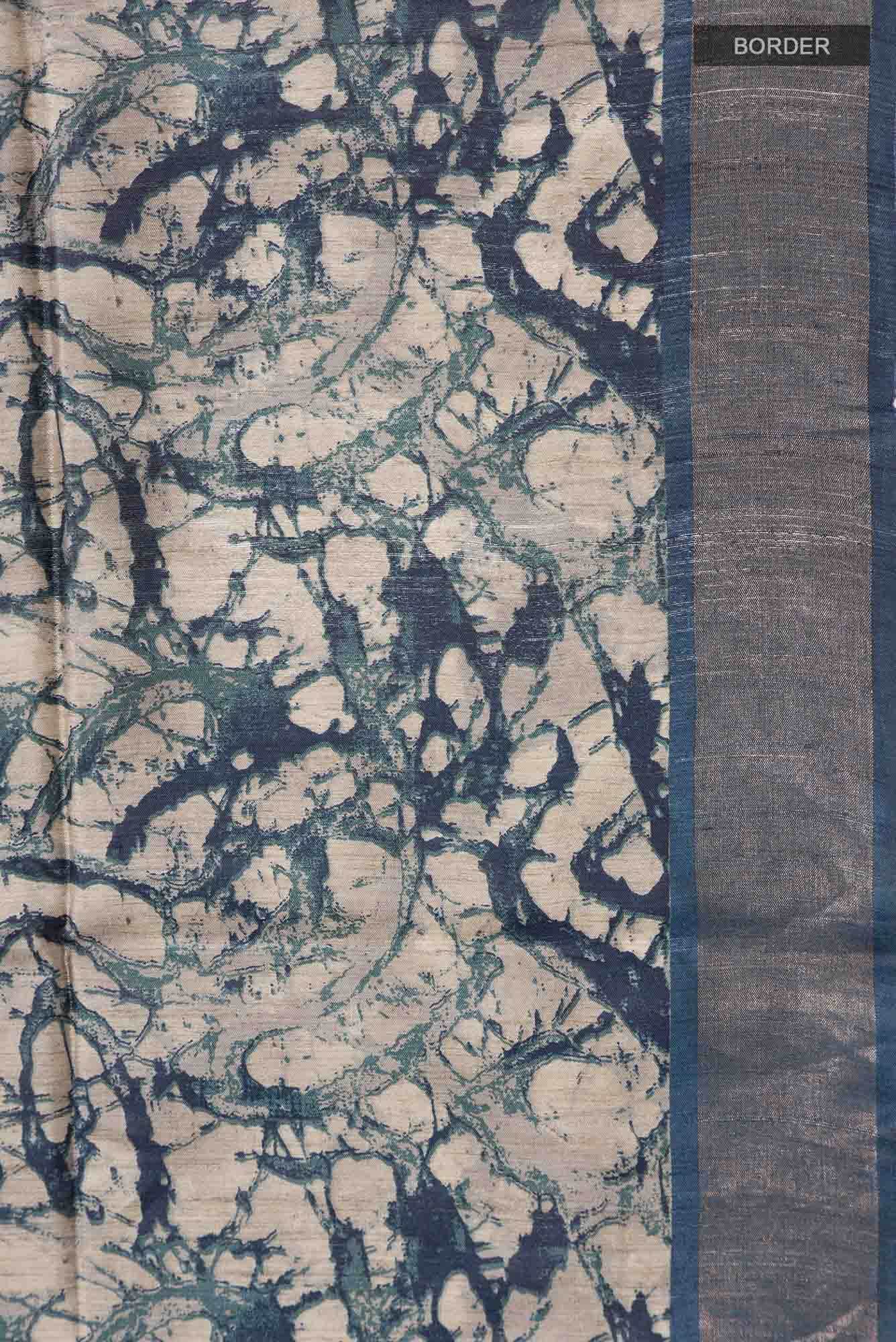 Beige Bhagalpuri Tussar Silk Saree