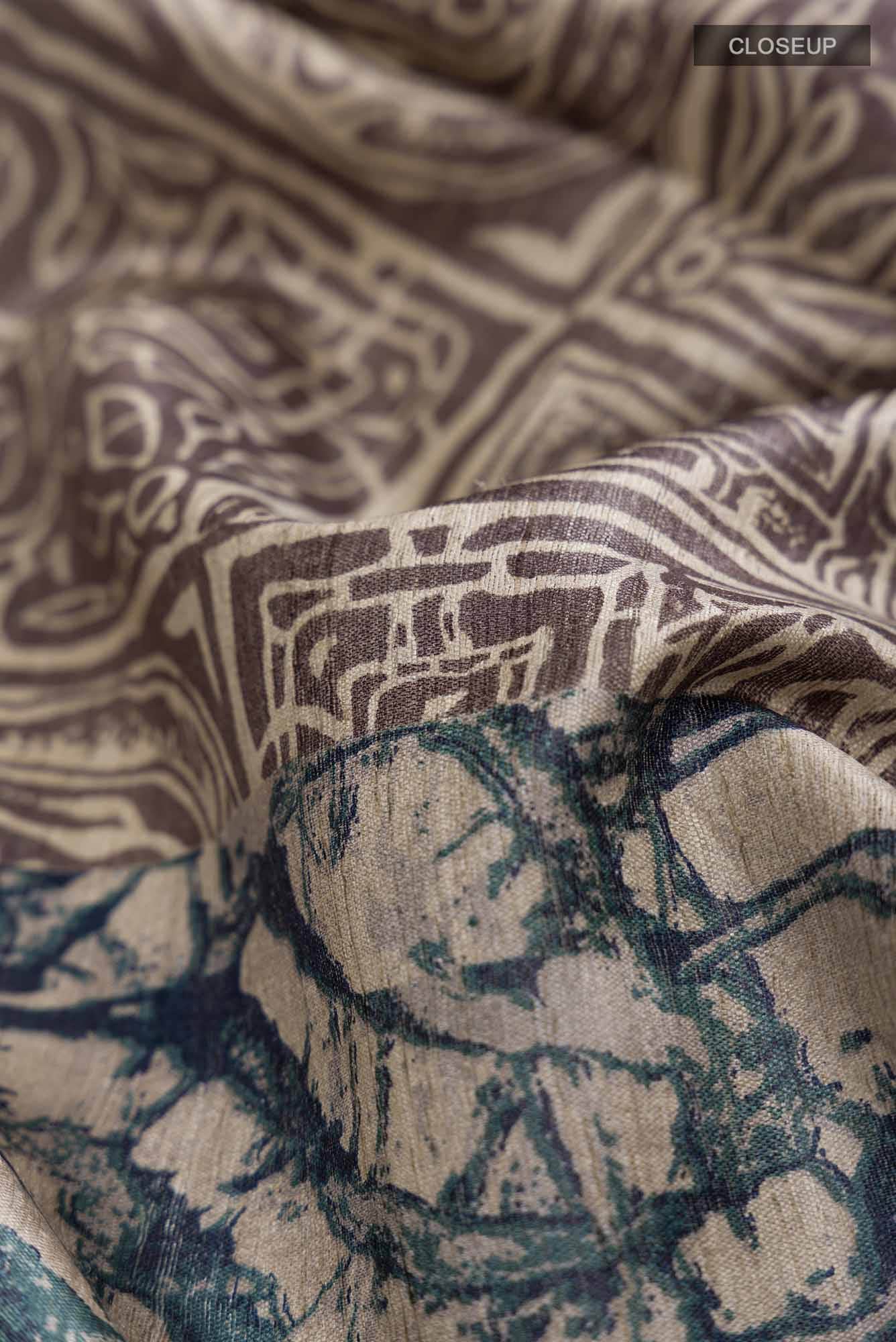 Beige Bhagalpuri Tussar Silk Saree