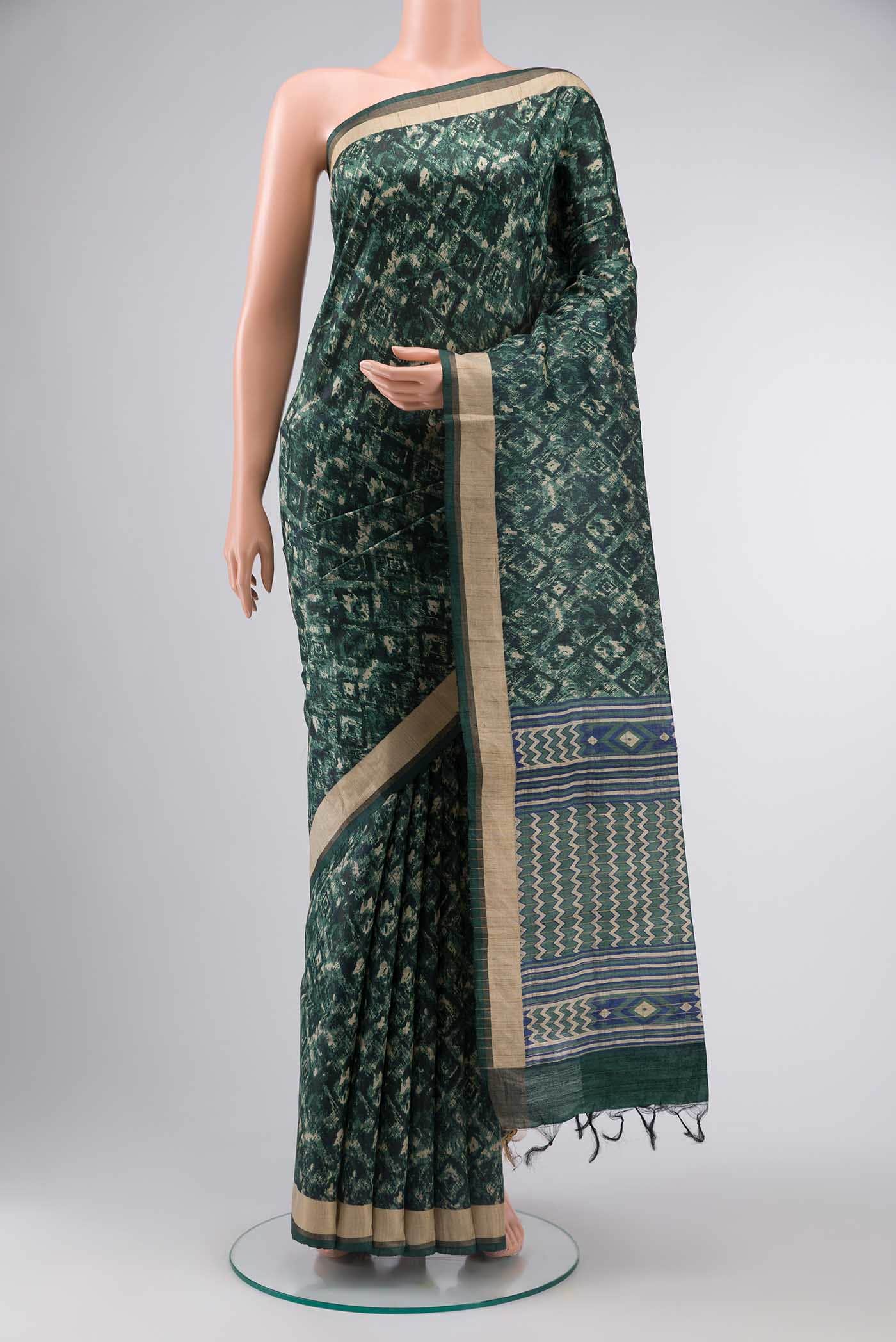 Green Bhagalpuri Tussar Silk Saree