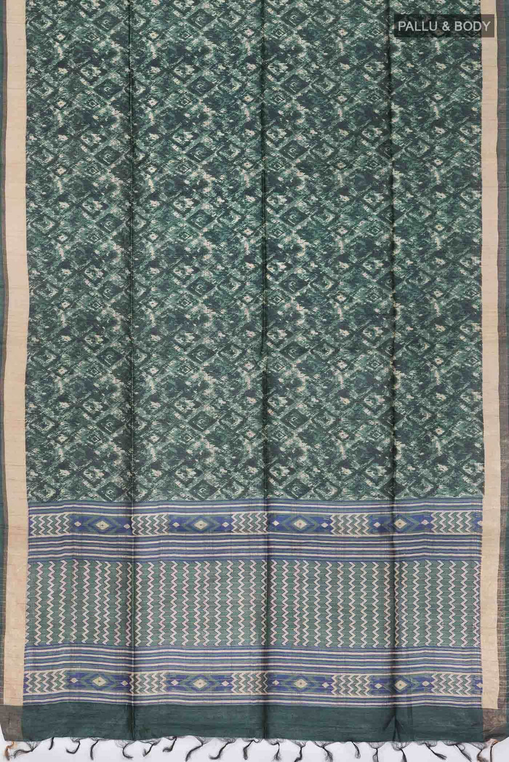 Green Bhagalpuri Tussar Silk Saree