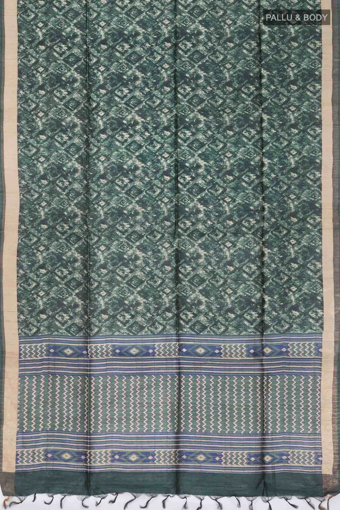 Green Bhagalpuri Tussar Silk Saree