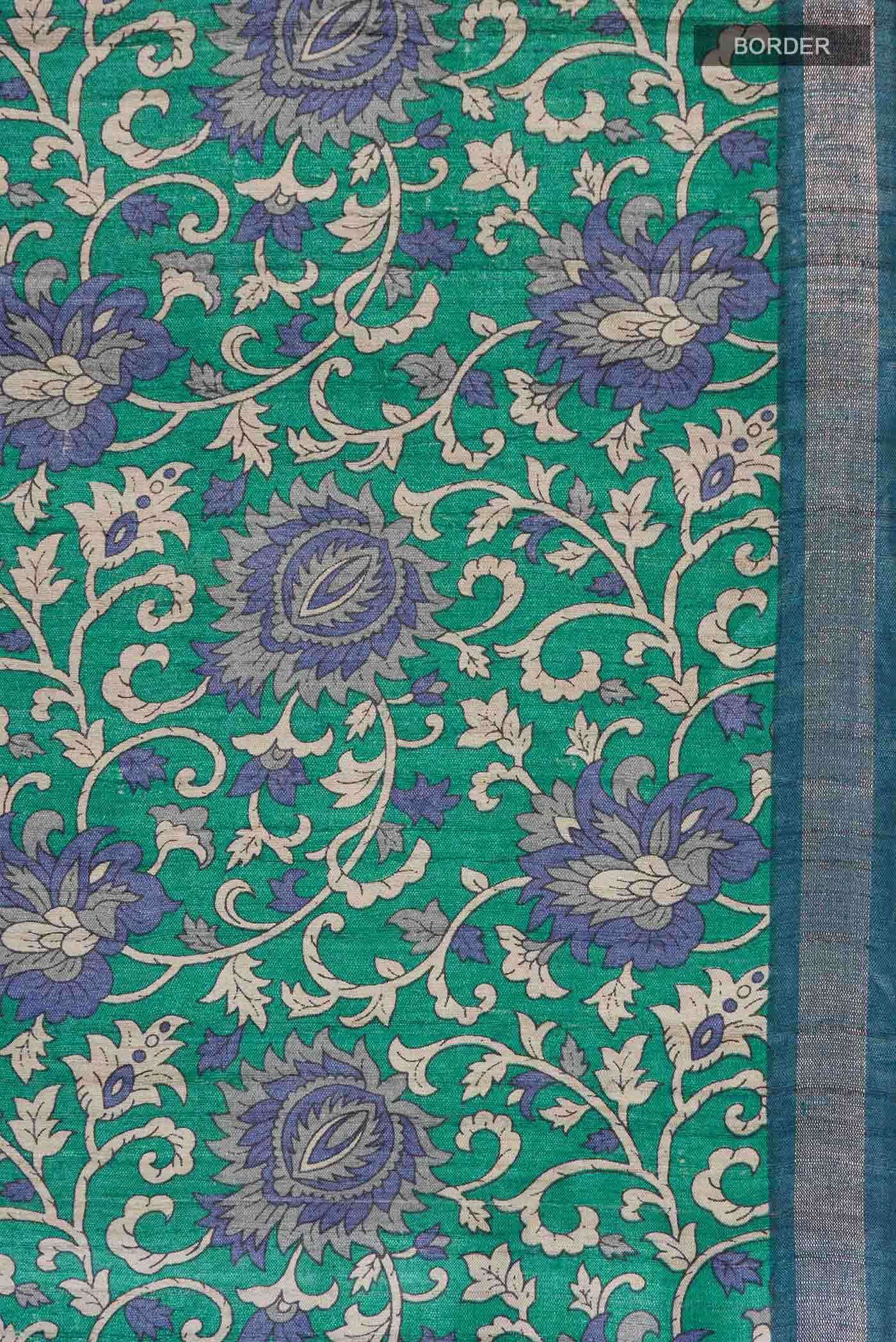 Green Bhagalpuri Tussar Silk Saree