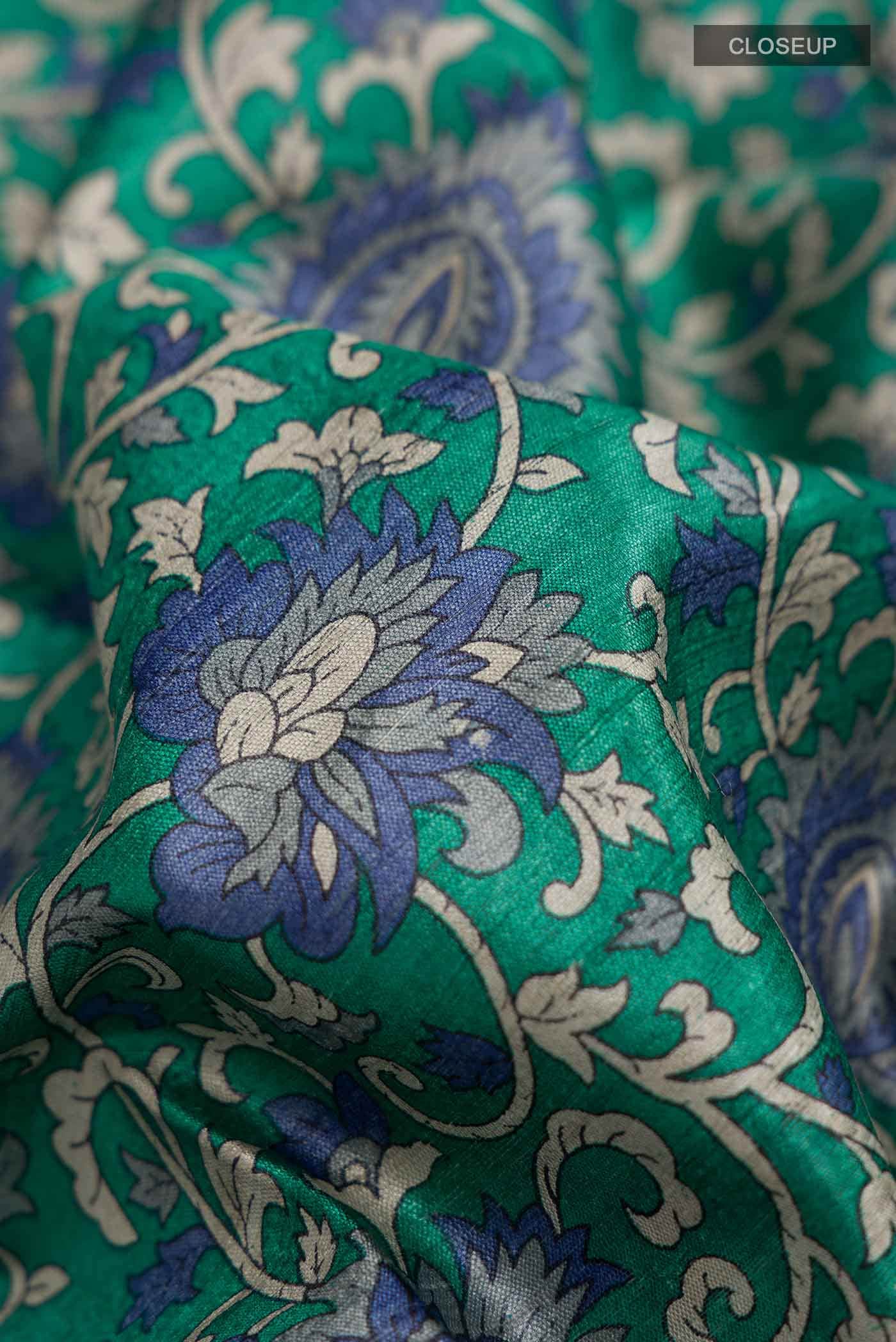 Green Bhagalpuri Tussar Silk Saree