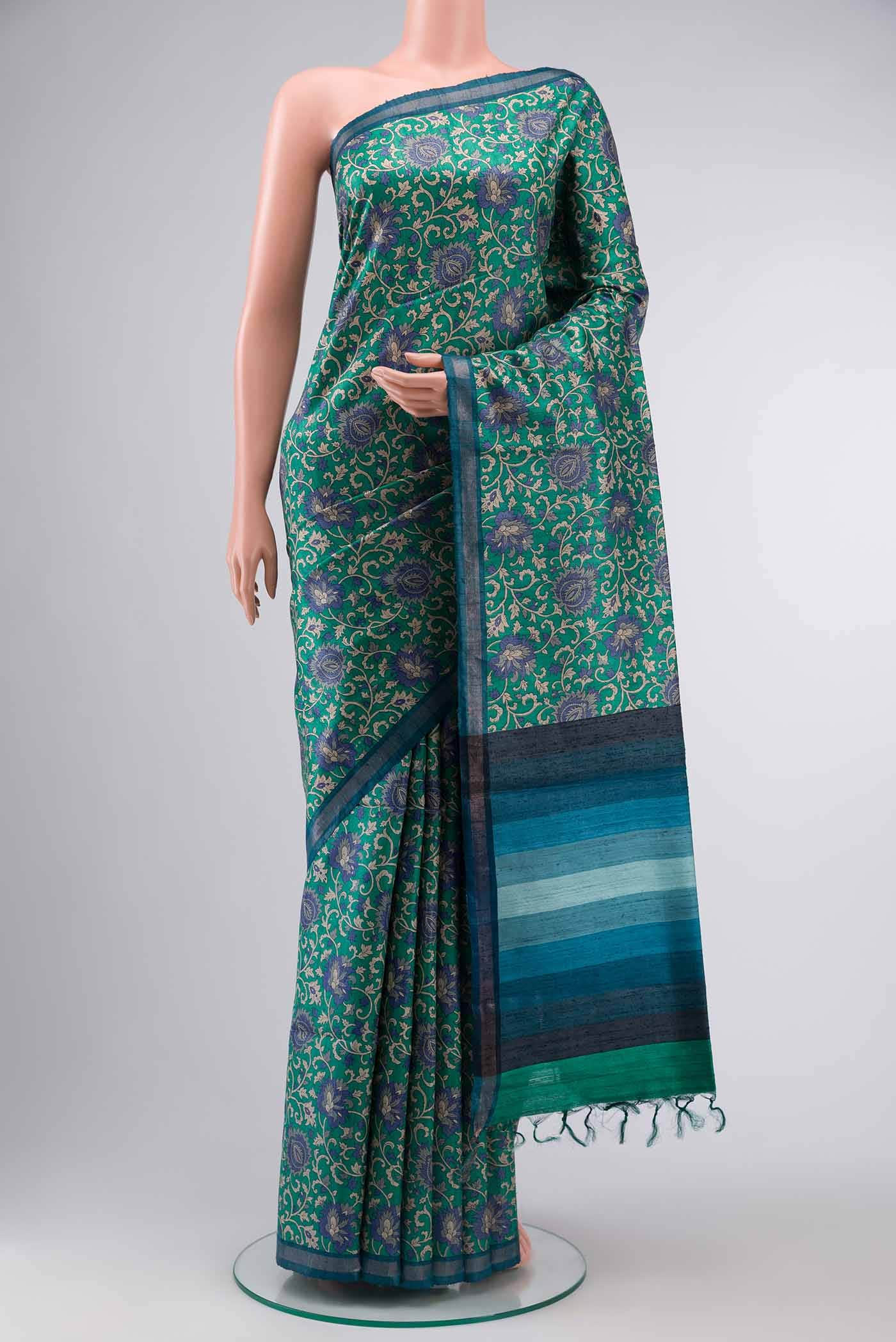 Green Bhagalpuri Tussar Silk Saree