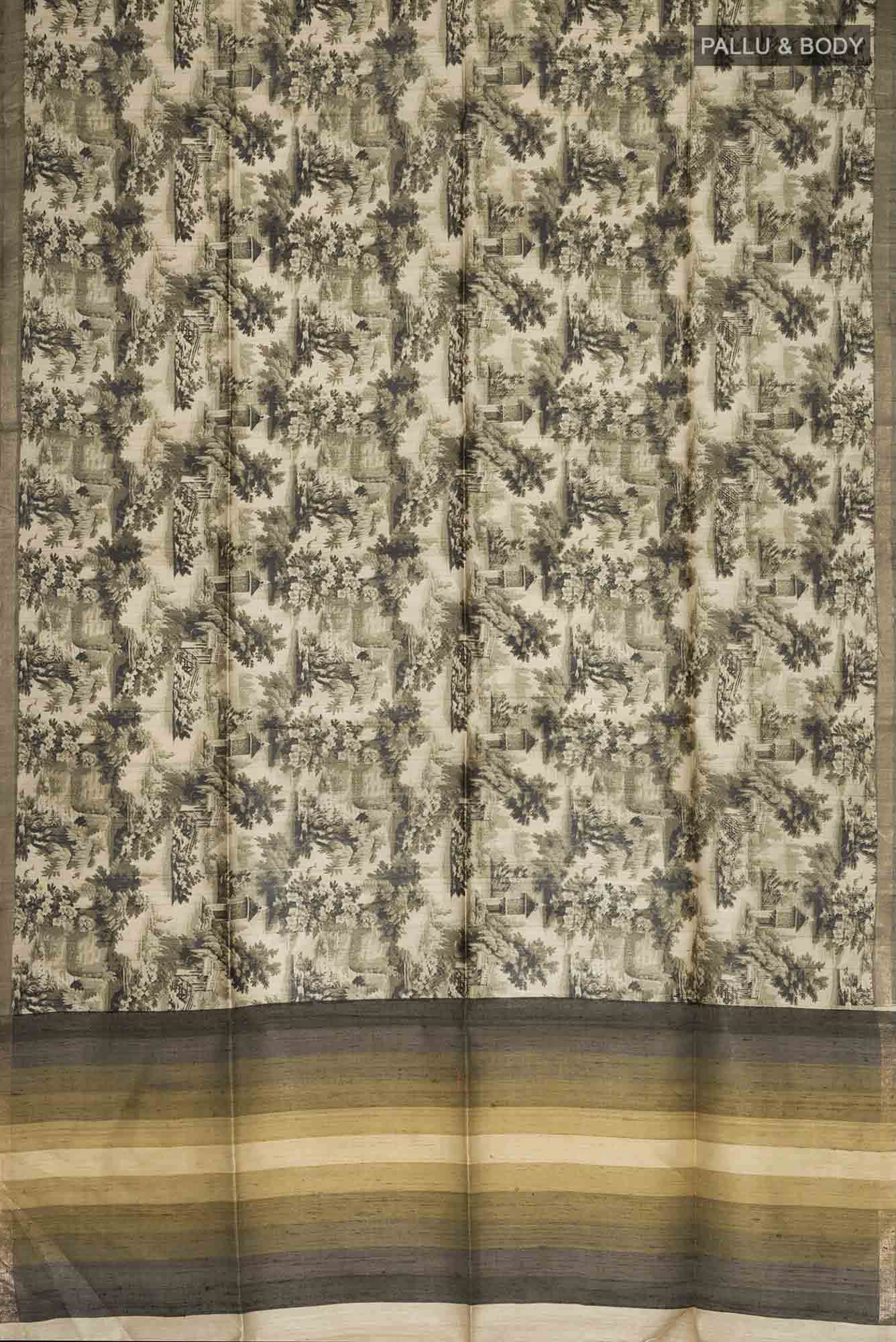 Beige Bhagalpuri Tussar Silk Saree