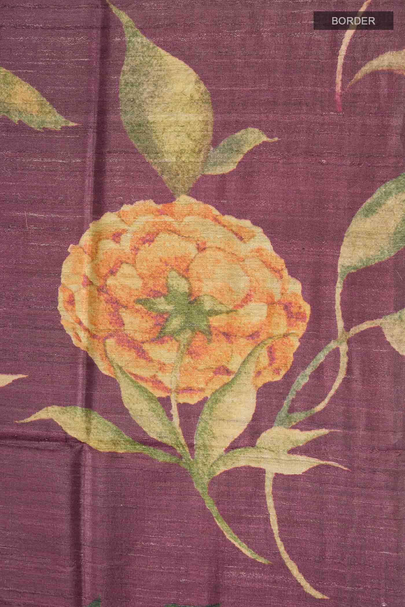 Mauve Tussar Silk Saree
