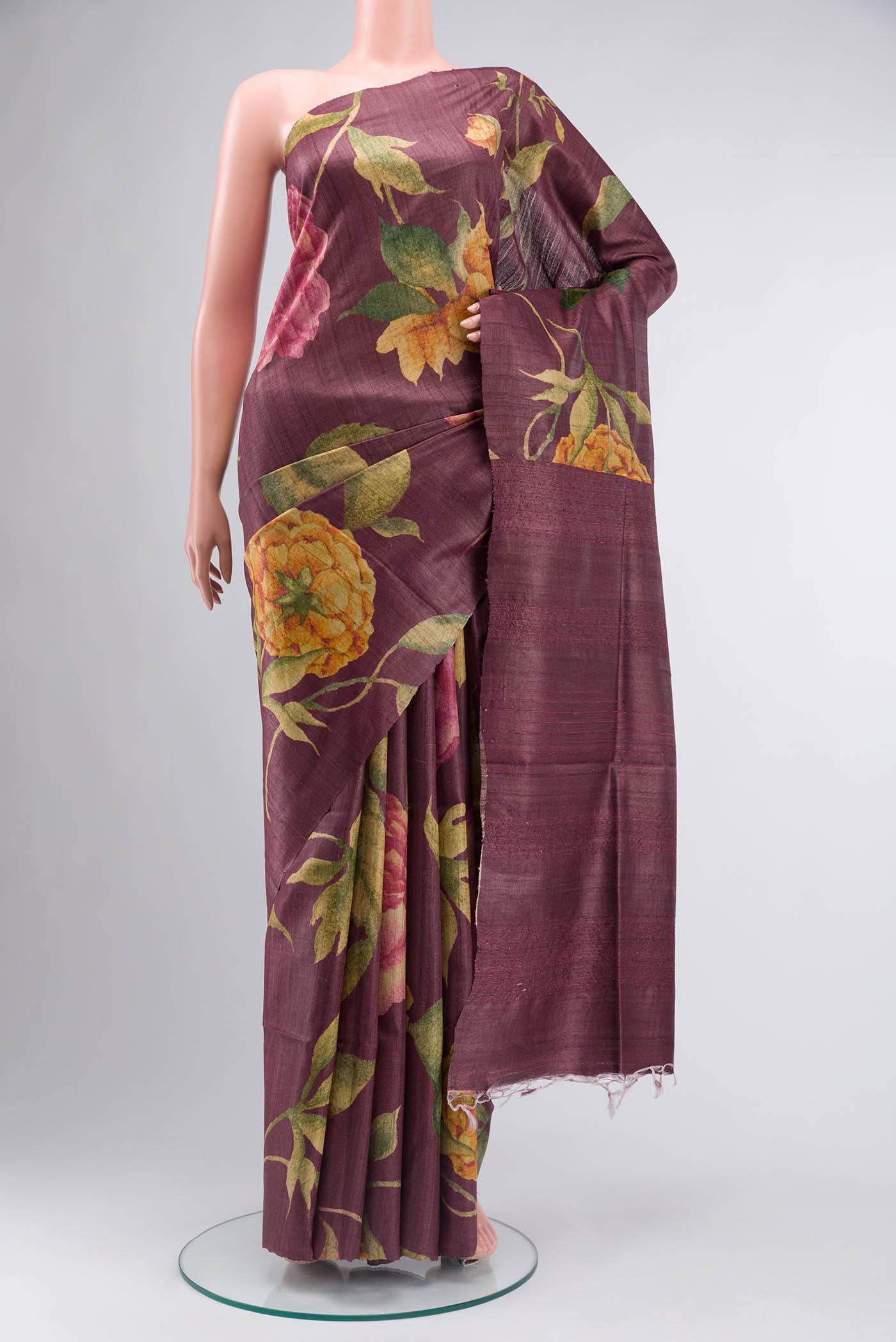 Mauve Tussar Silk Saree