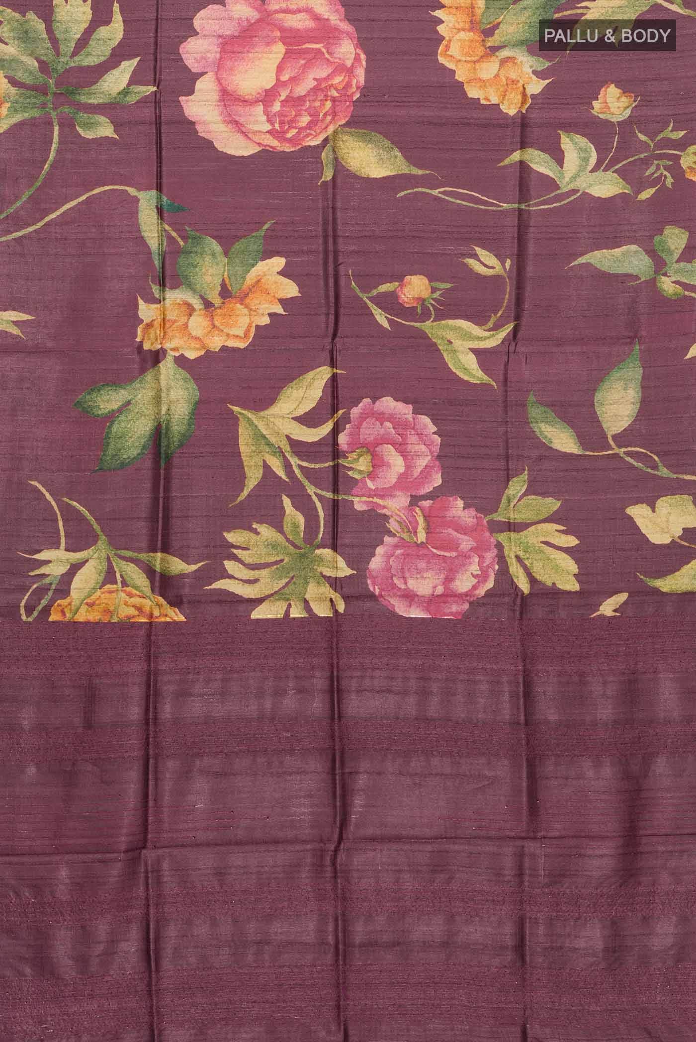 Mauve Tussar Silk Saree