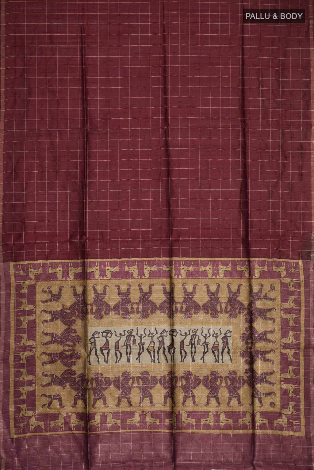 Brown Bhagalpuri Tussar Silk Saree