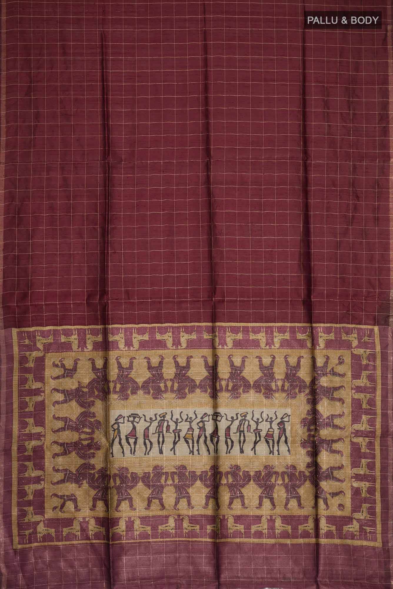 Brown Bhagalpuri Tussar Silk Saree