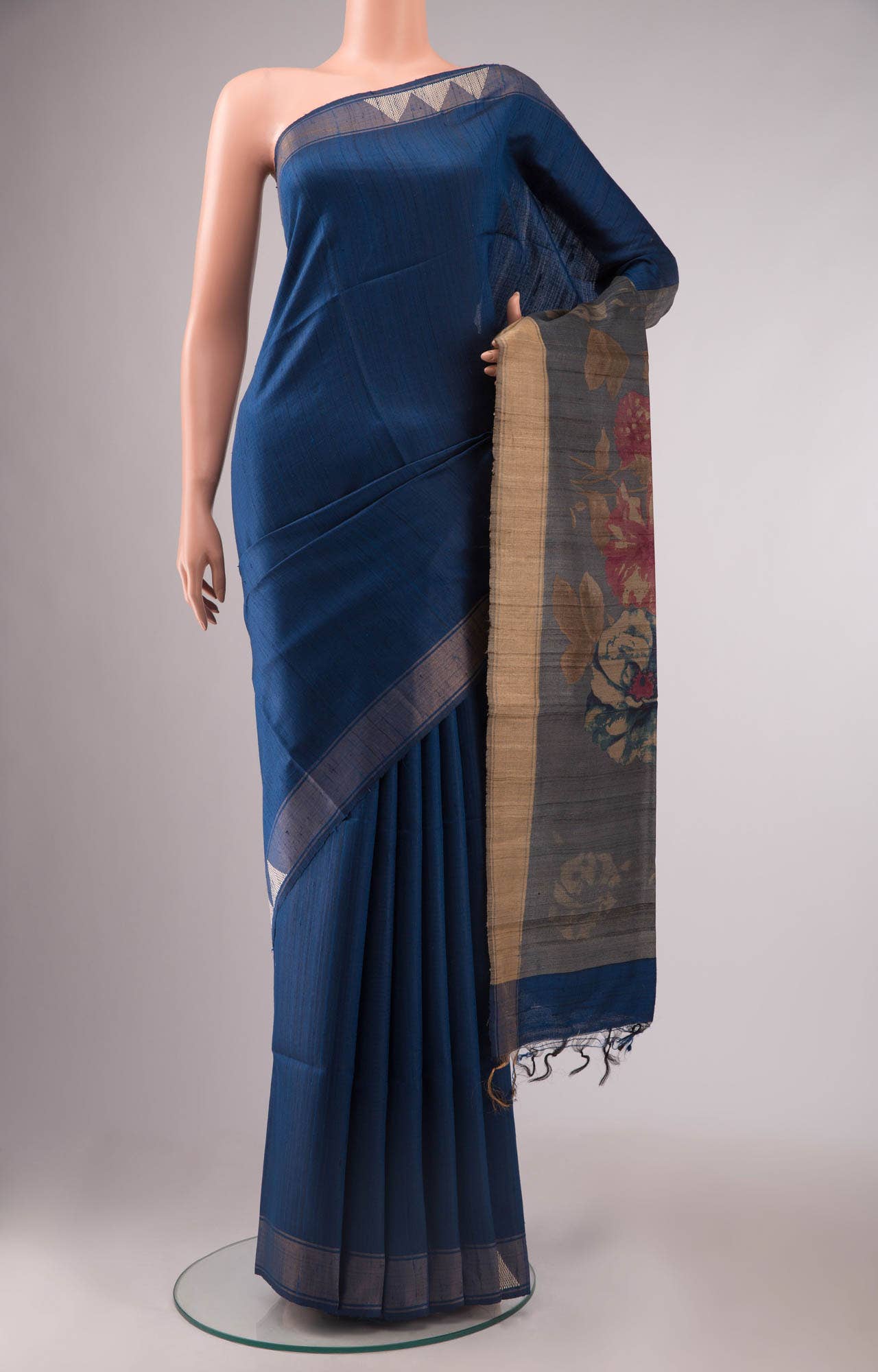 Blue Bhagalpuri Tussar Silk Saree