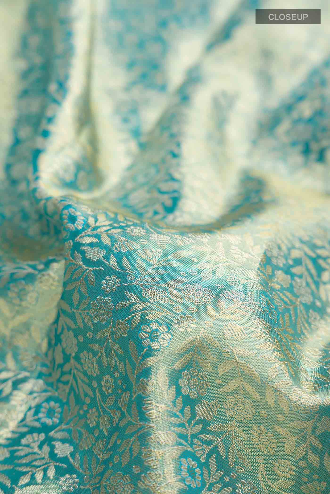 Blue with Gold Dual Tone Kanchipuram Tissue Silk Saree