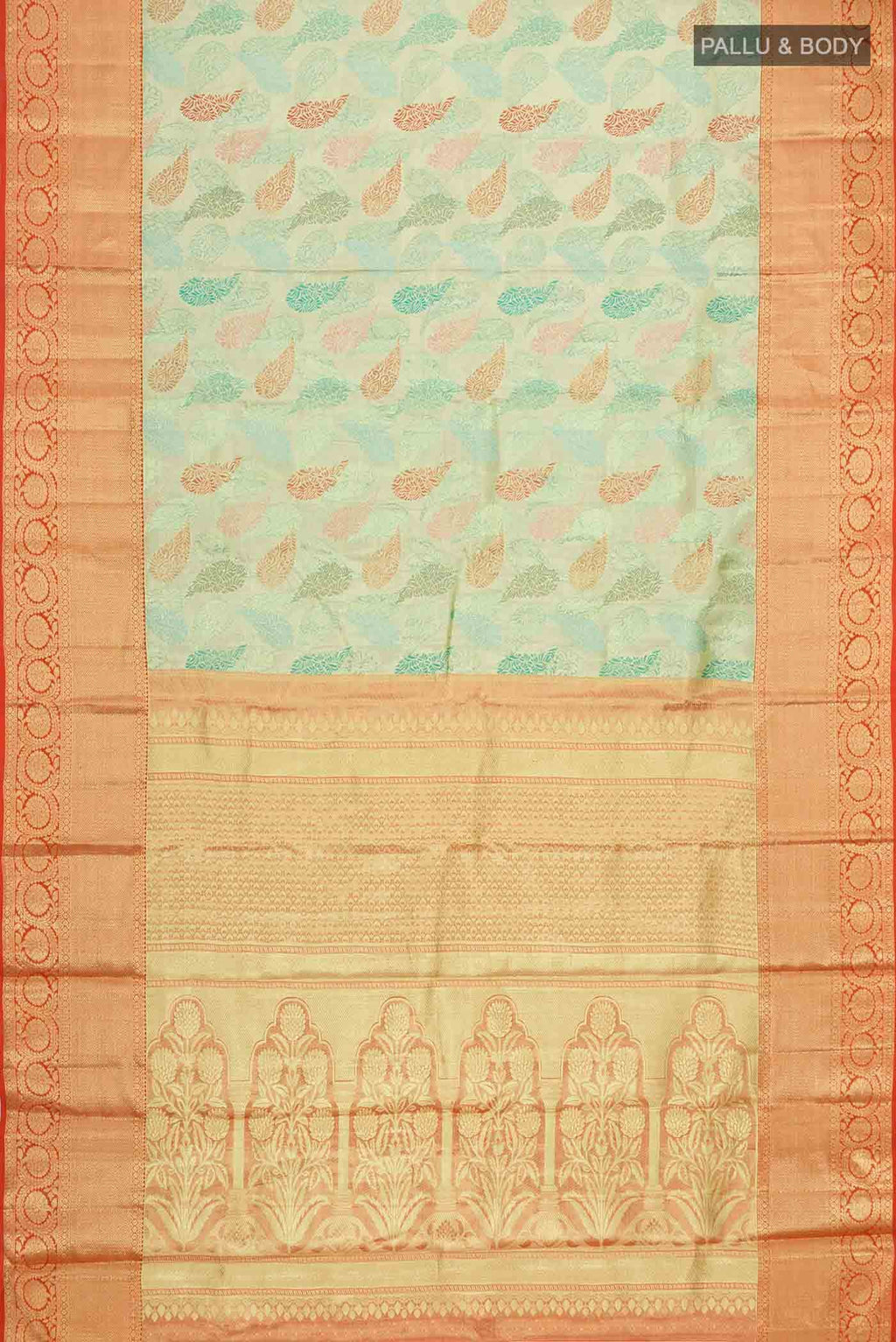 Green with Gold Dual Tone Kanchipuram Tissue Silk Saree