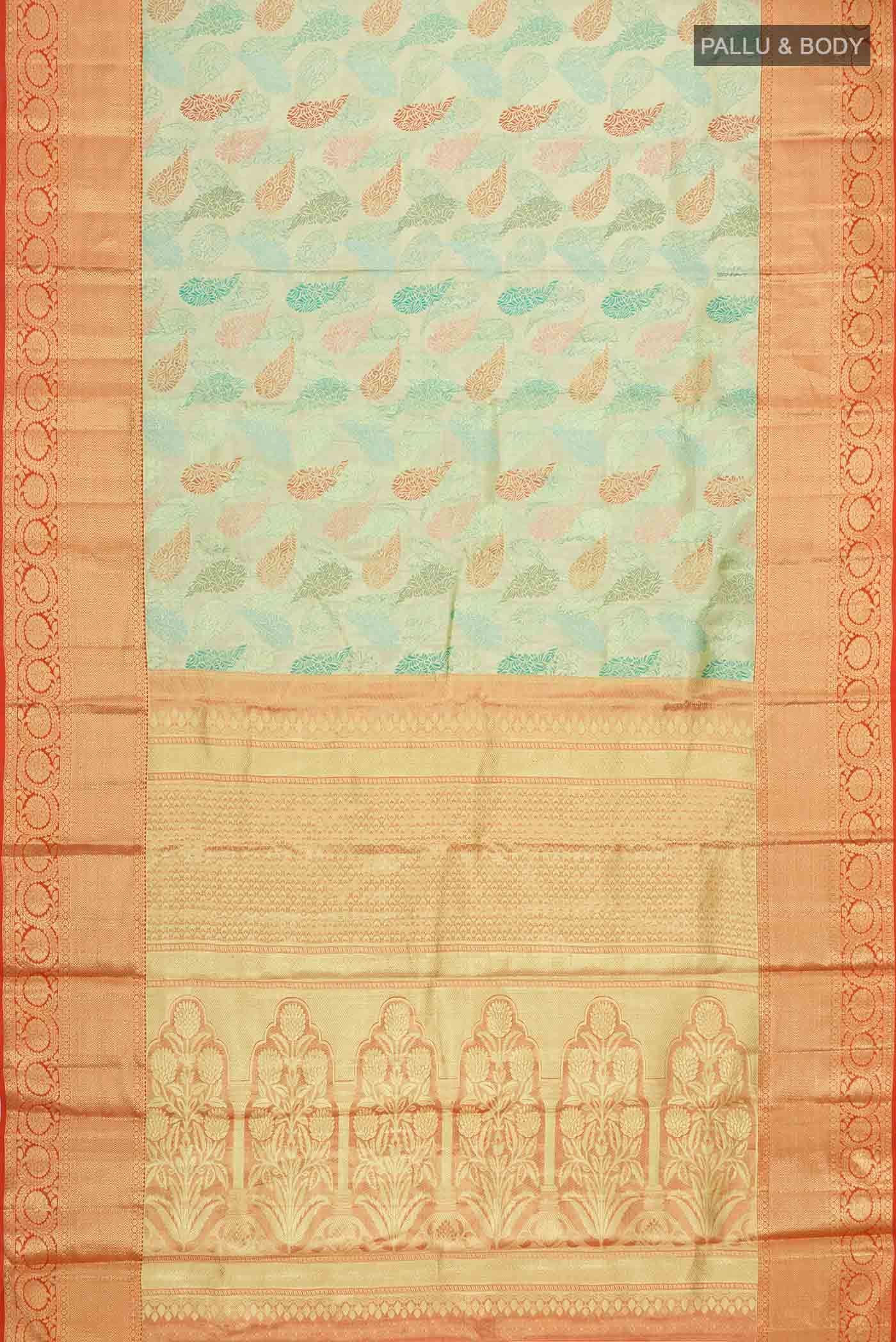 Green with Gold Dual Tone Kanchipuram Tissue Silk Saree