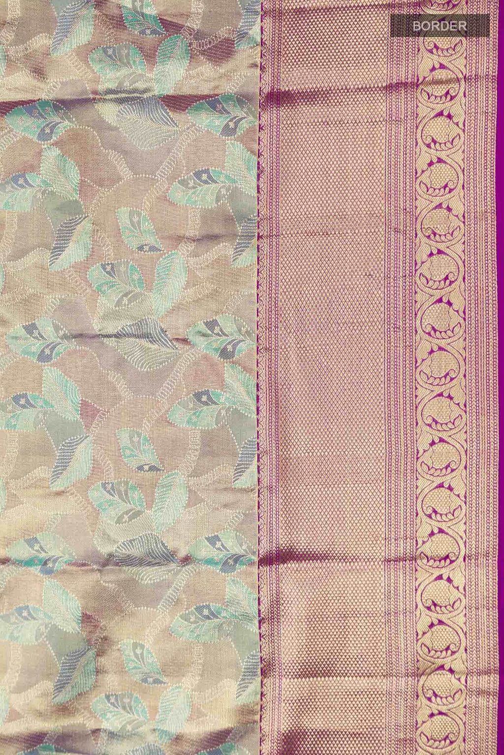 Blue &  Purple with Gold Dual Tone Kanchipuram Tissue Silk Saree