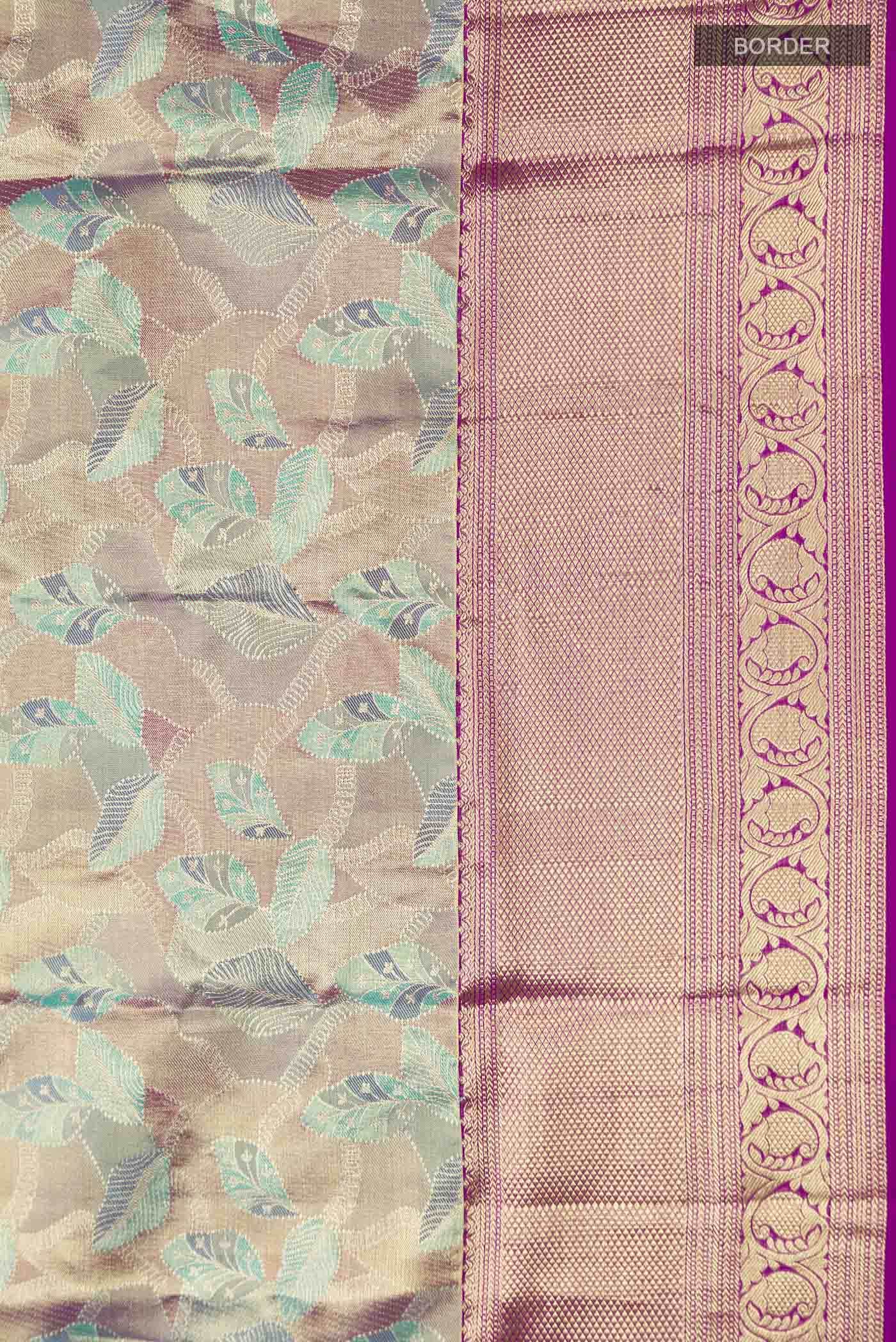 Blue &  Purple with Gold Dual Tone Kanchipuram Tissue Silk Saree