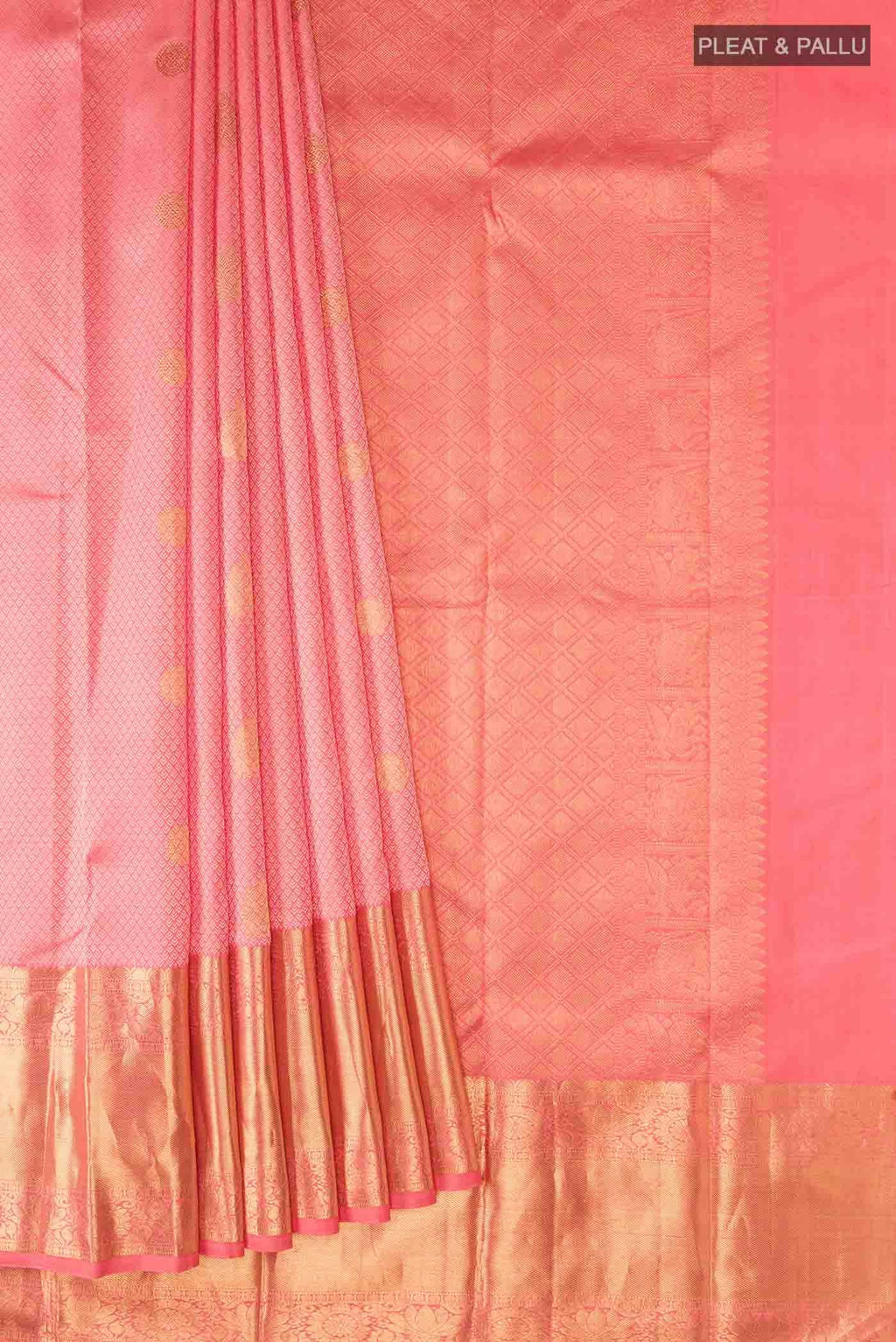 Coral Kanchipuram Silk Saree