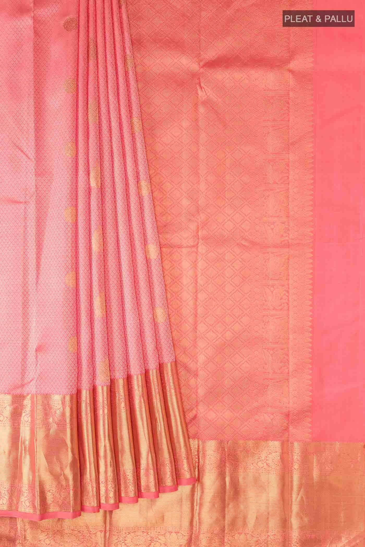 Coral Kanchipuram Silk Saree