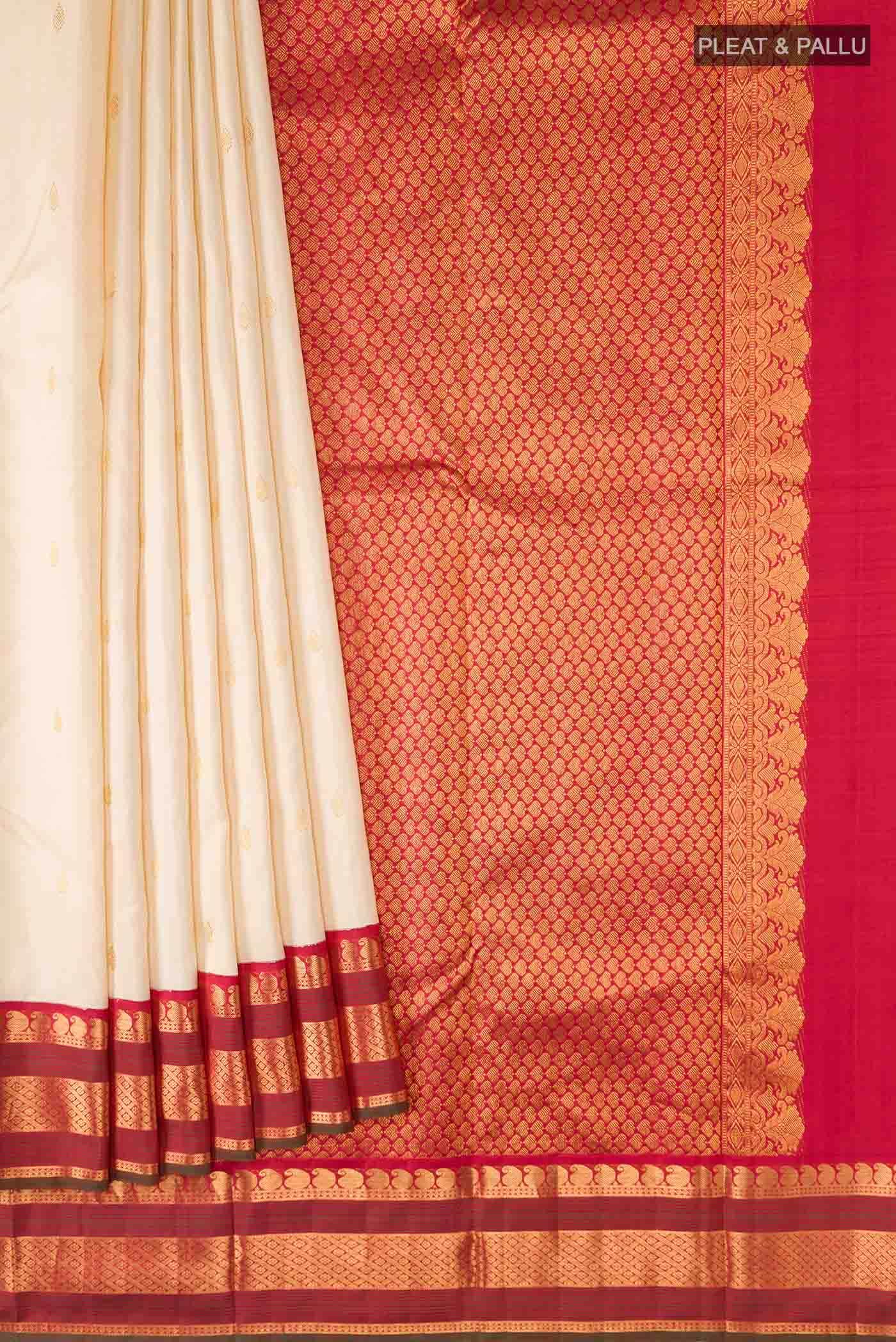 Cream Kanchipuram Silk Saree