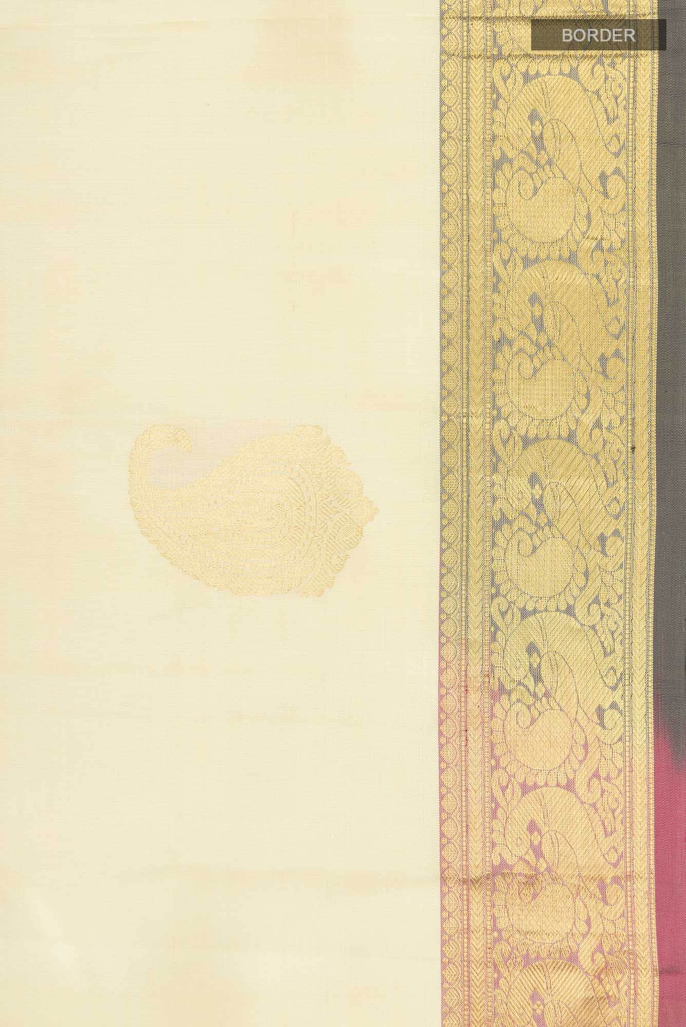 Cream Kanchipuram Silk Saree