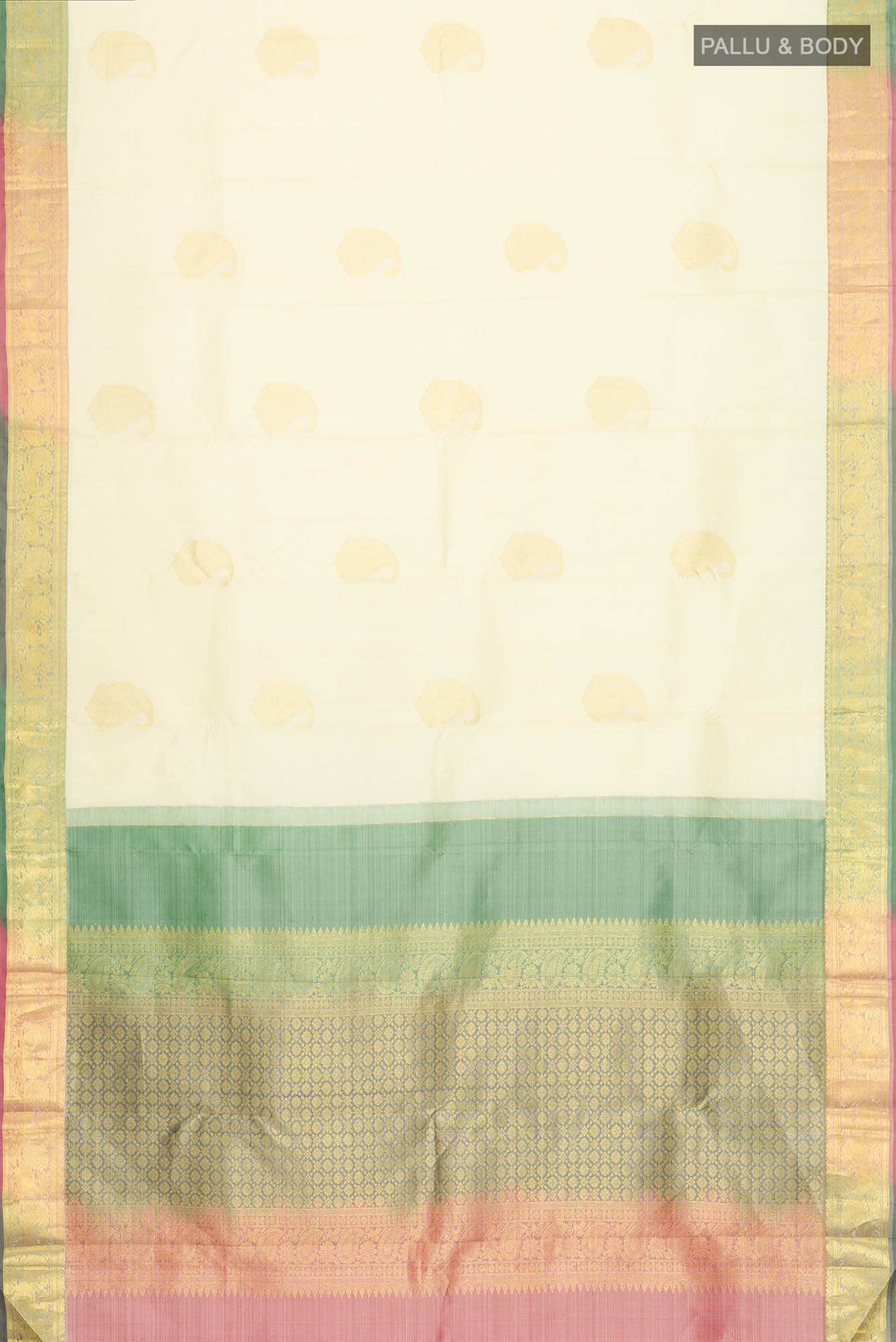 Cream Kanchipuram Silk Saree