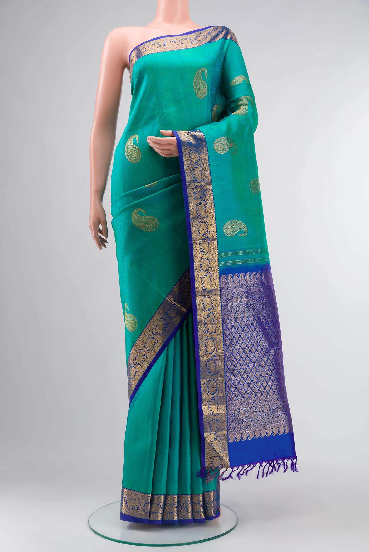 Blue Dual Tone Kanchipuram Silk Saree
