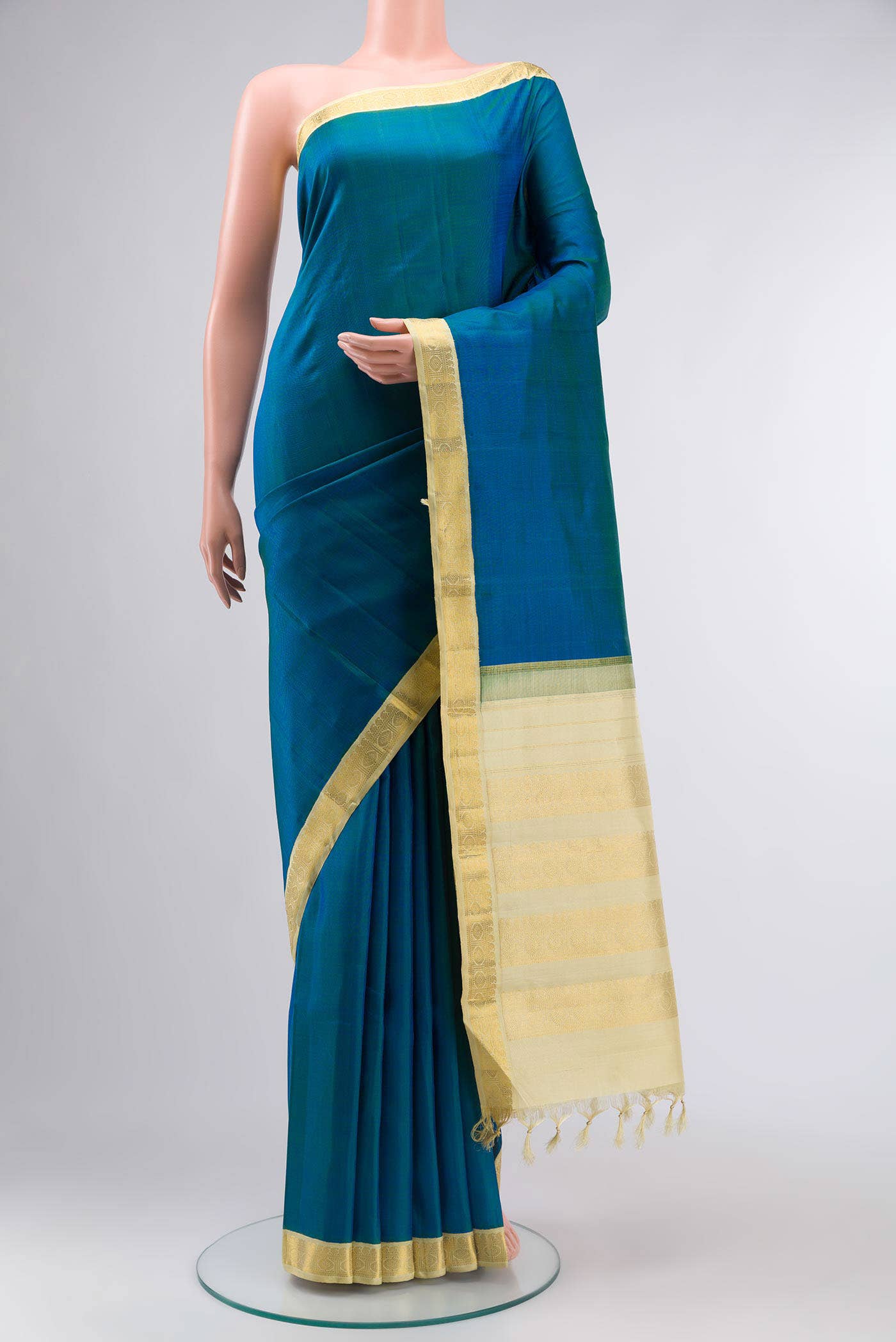 Blue Dual Tone Kanchipuram Silk Saree