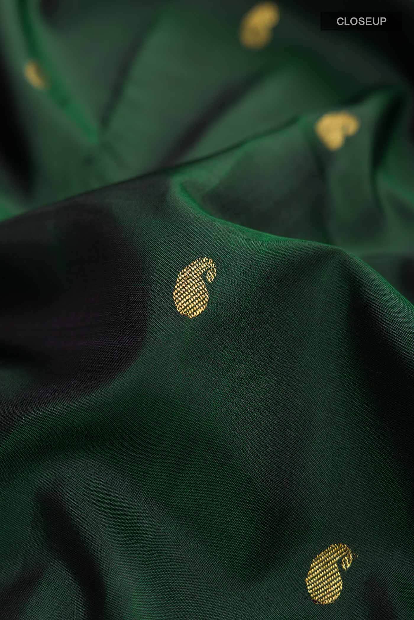 Bottle Green Kanchipuram Silk Saree