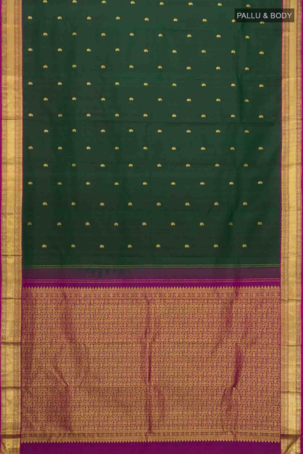 Bottle Green Kanchipuram Silk Saree