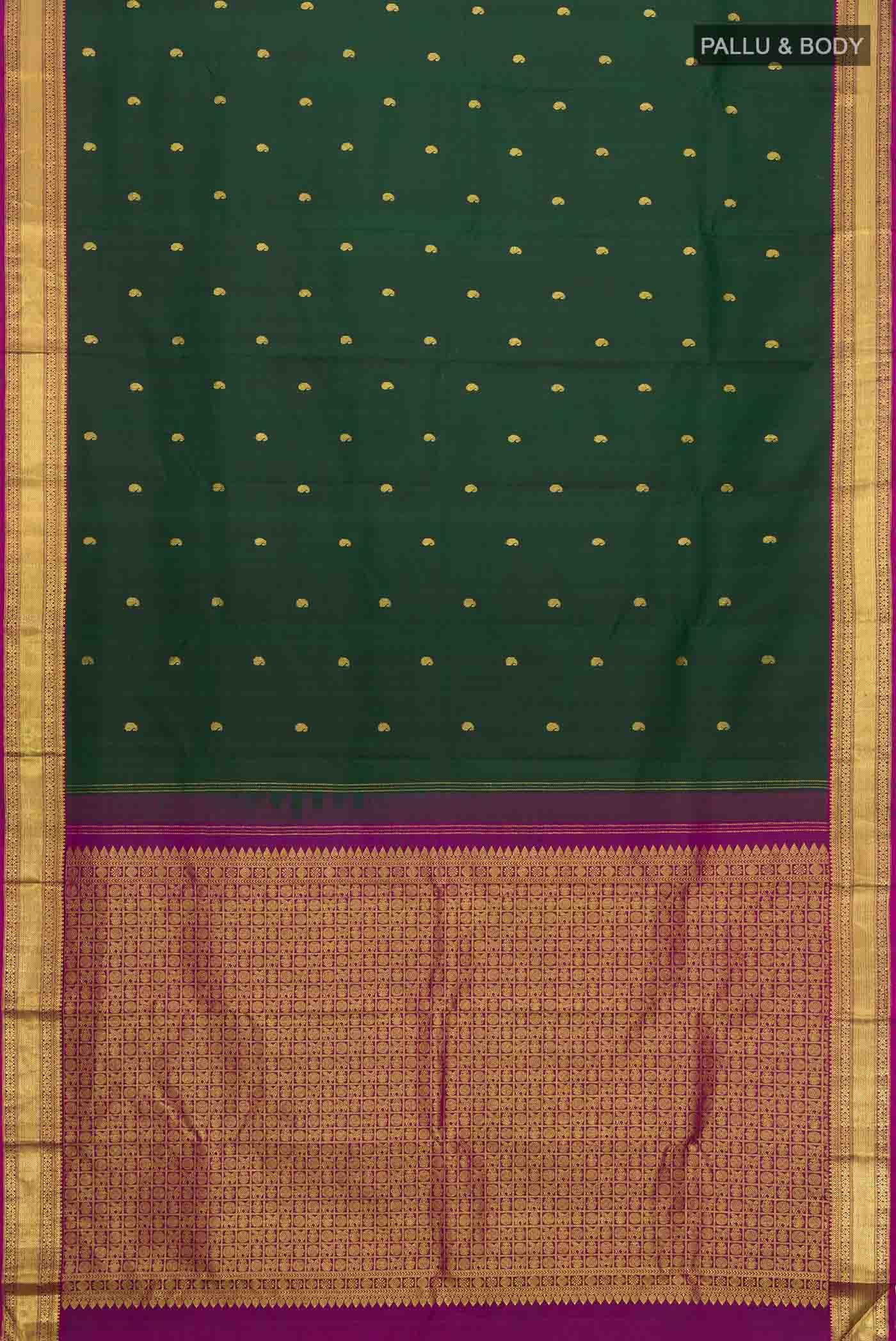 Bottle Green Kanchipuram Silk Saree
