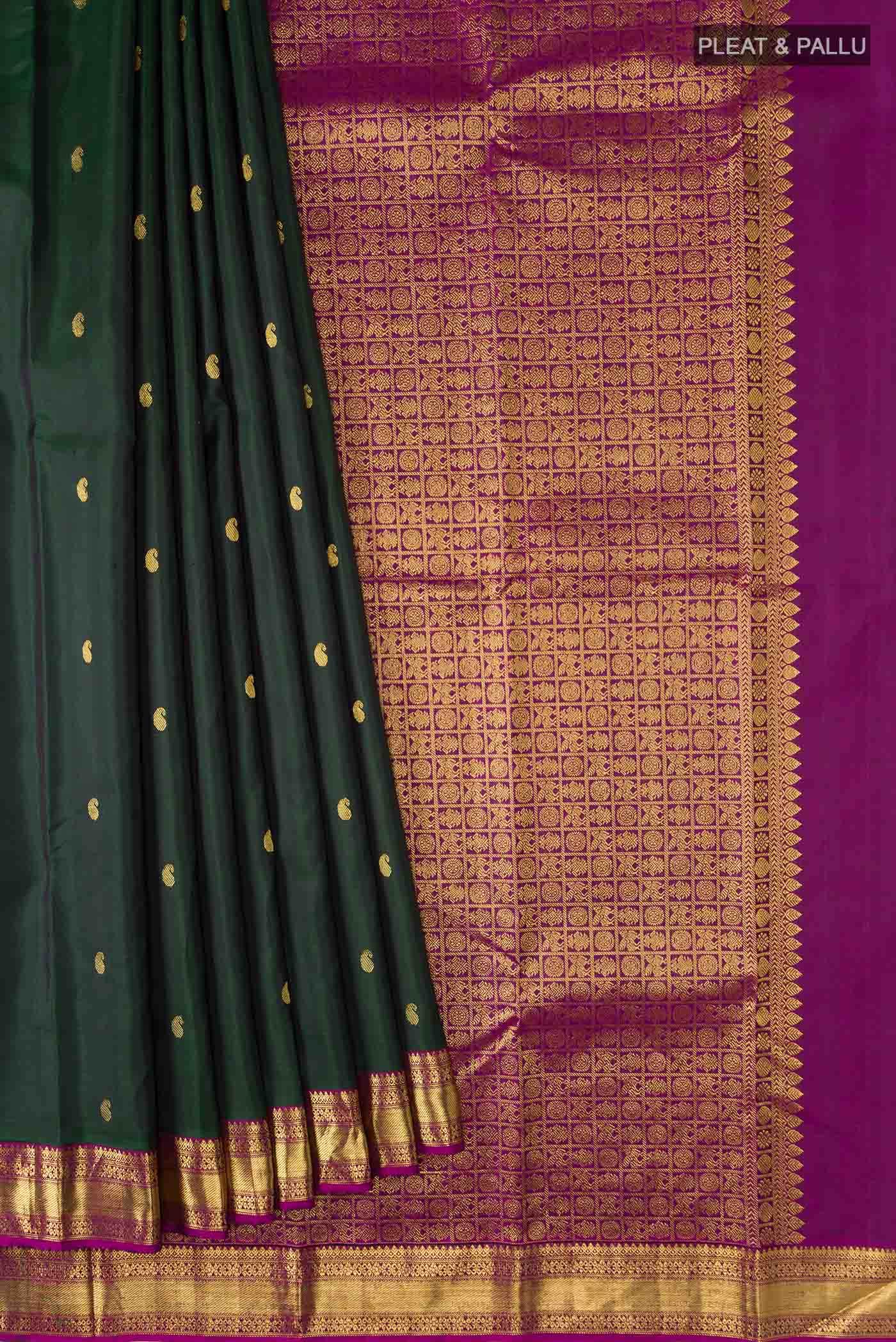 Bottle Green Kanchipuram Silk Saree