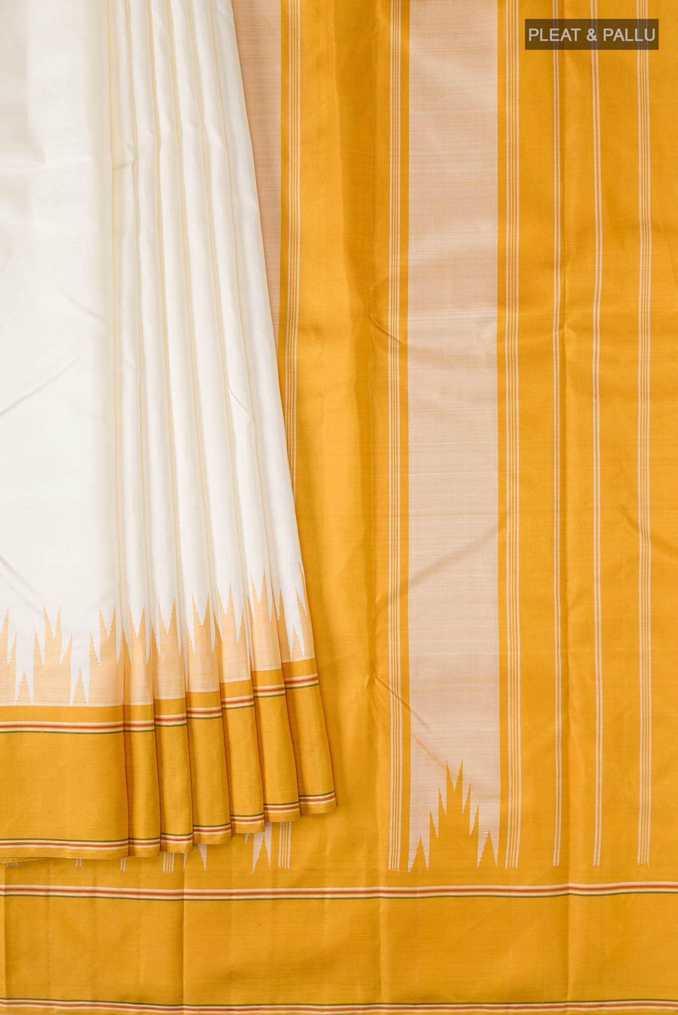 Off White Kanchipuram Silk Saree