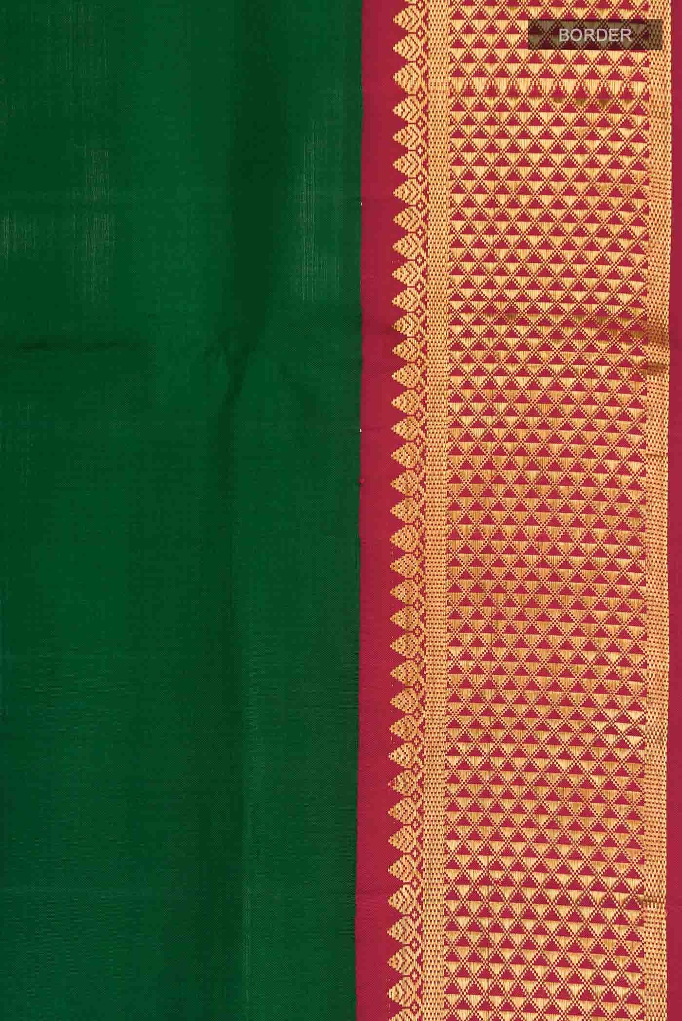 Pure Silk Pure Zari Green Kanchipuram Nine Yards Saree
