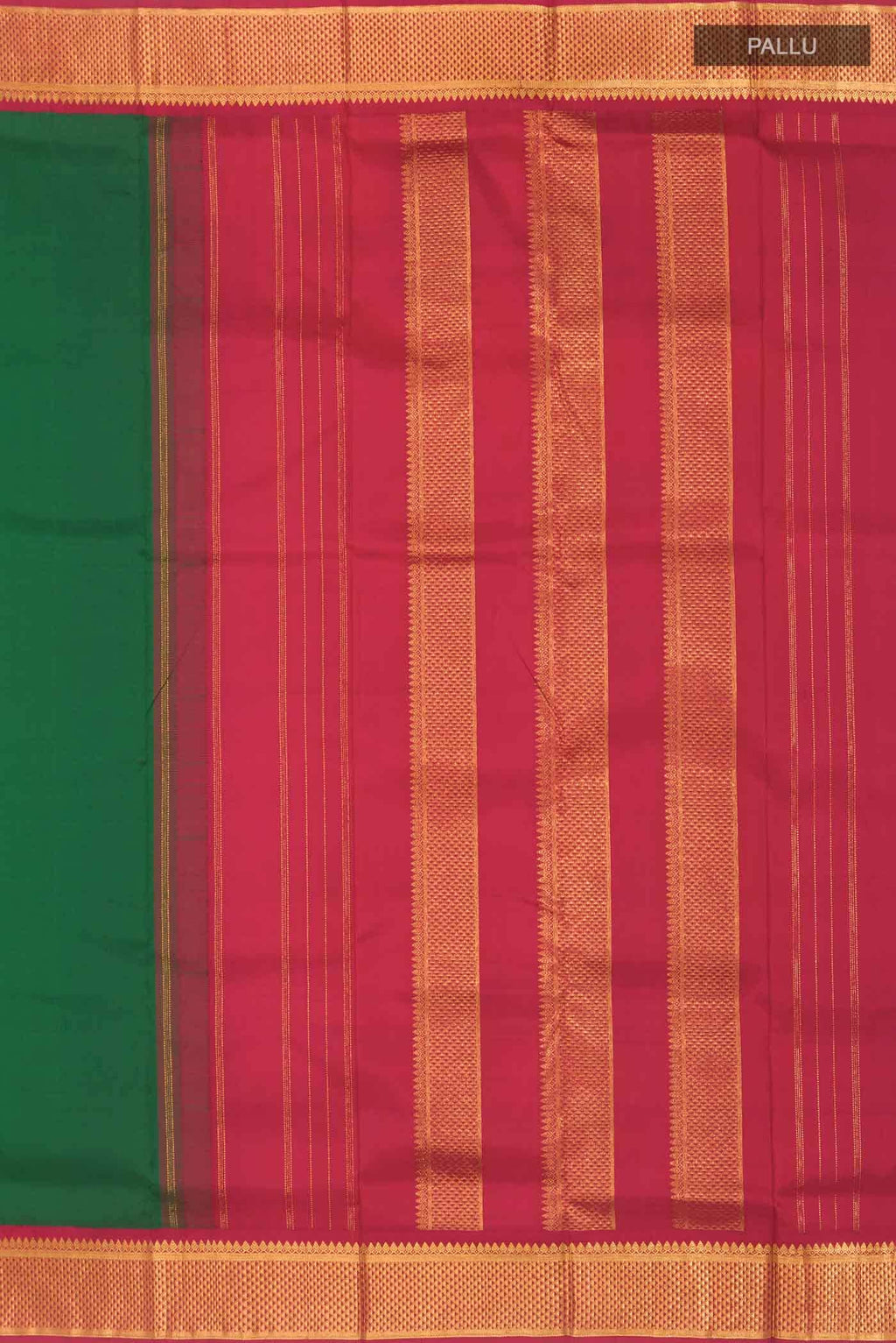 Pure Silk Pure Zari Green Kanchipuram Nine Yards Saree