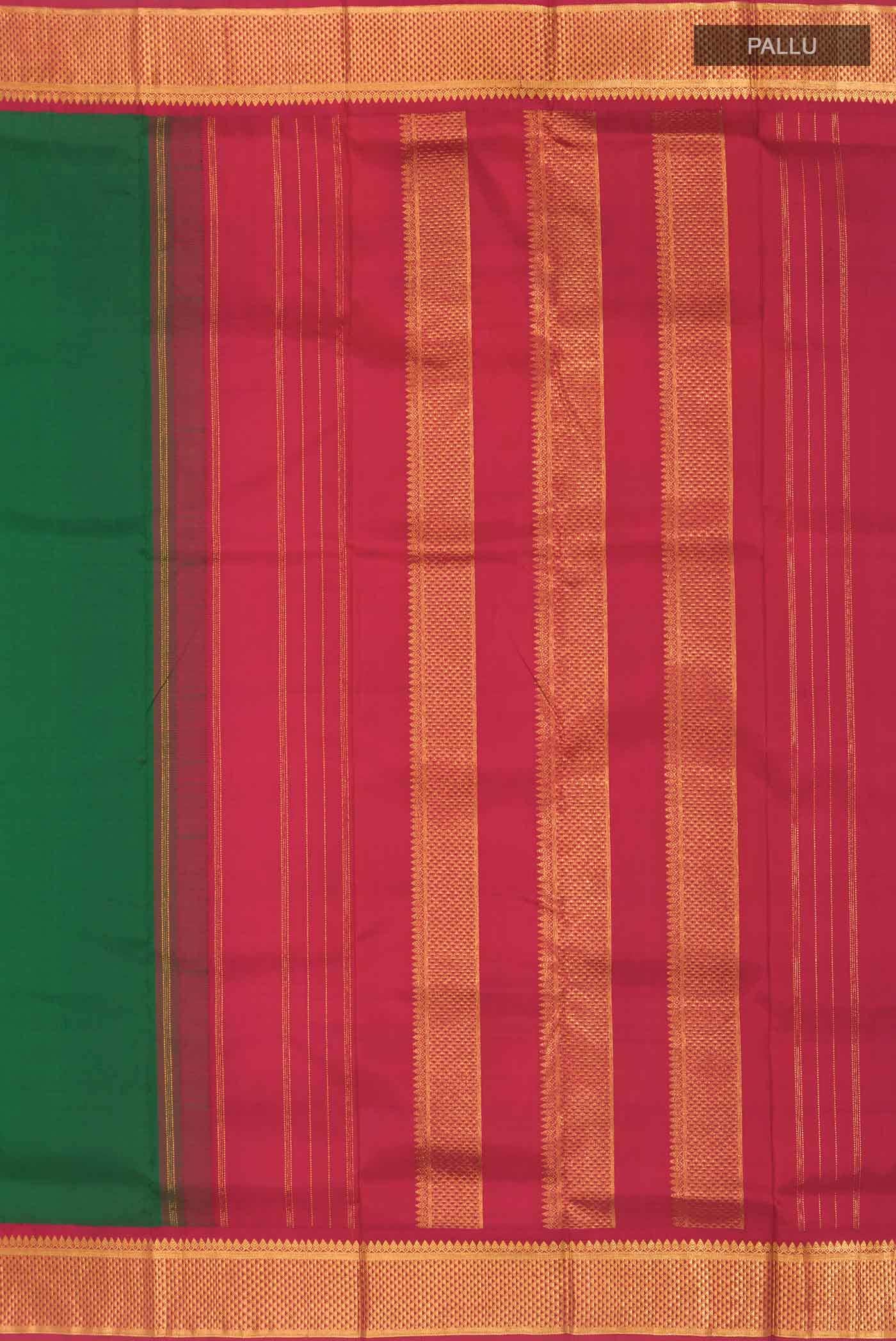 Pure Silk Pure Zari Green Kanchipuram Nine Yards Saree