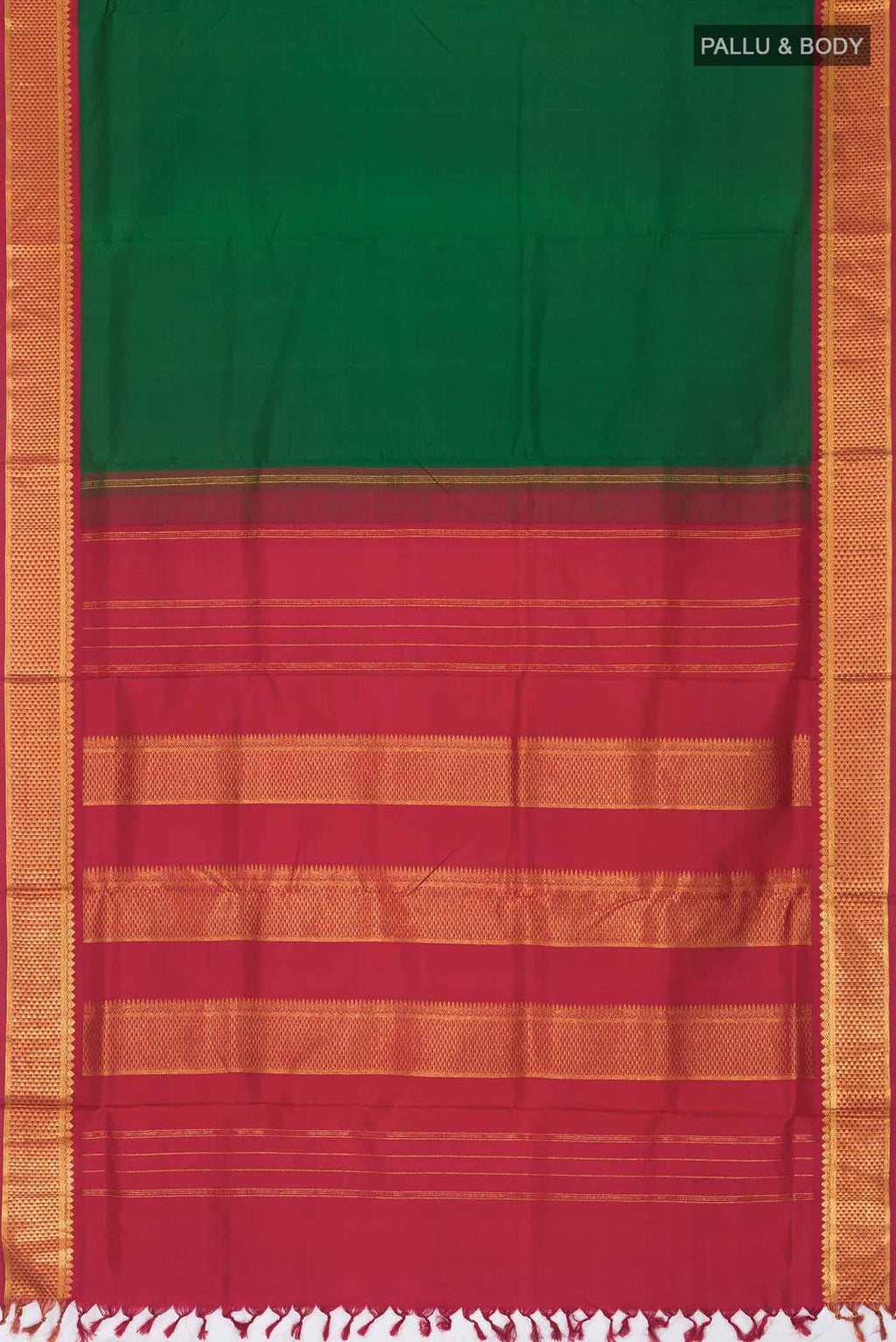 Pure Silk Pure Zari Green Kanchipuram Nine Yards Saree