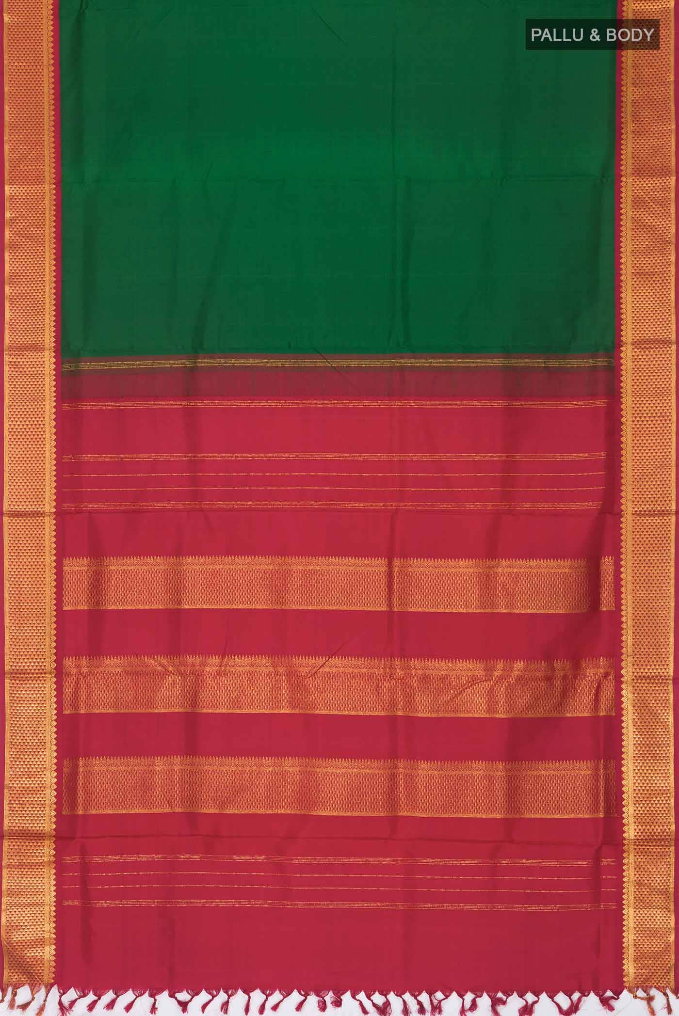 Pure Silk Pure Zari Green Kanchipuram Nine Yards Saree