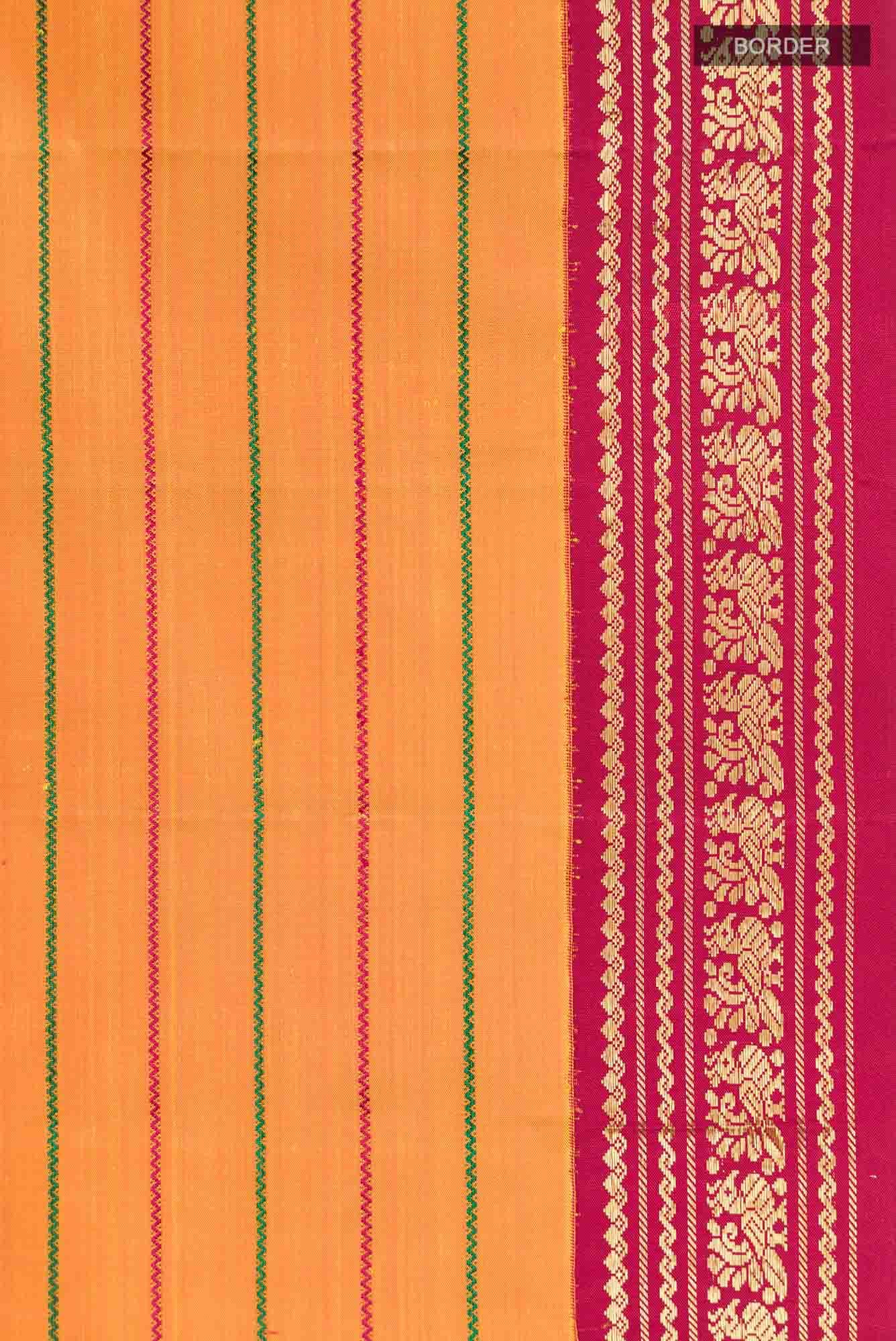 Pure Silk Pure Zari Orange Kanchipuram Saree
