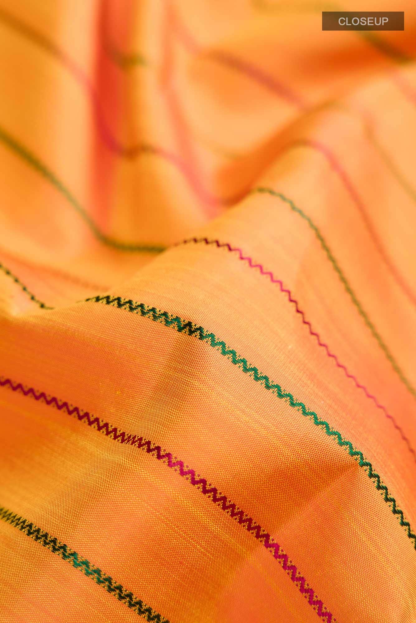 Pure Silk Pure Zari Orange Kanchipuram Saree