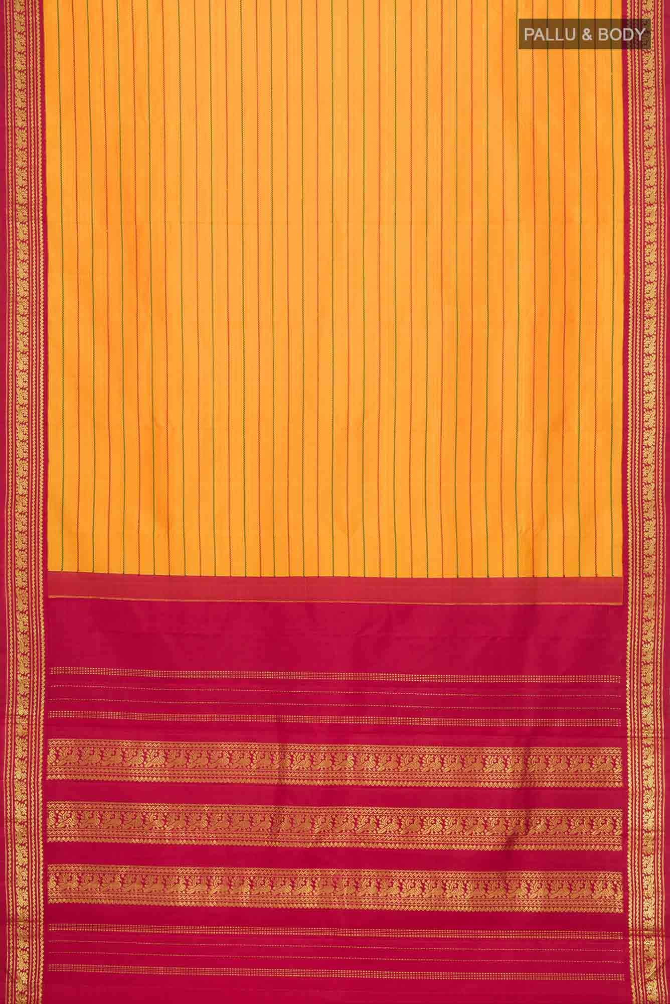 Pure Silk Pure Zari Orange Kanchipuram Saree