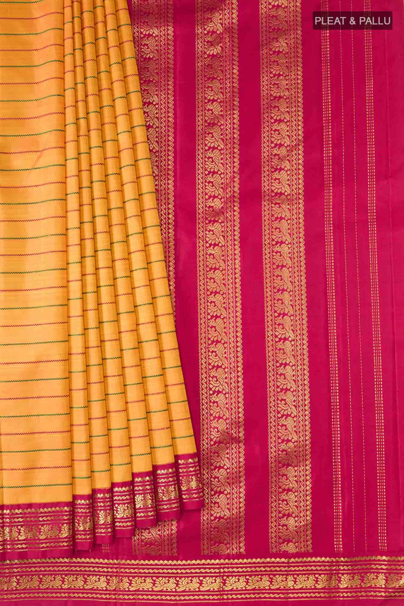 Pure Silk Pure Zari Orange Kanchipuram Saree