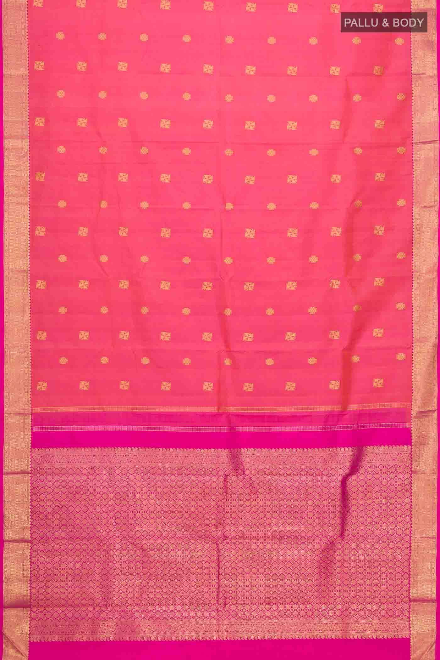 Orange with Pink Dual Tone Kanchipuram Silk Saree