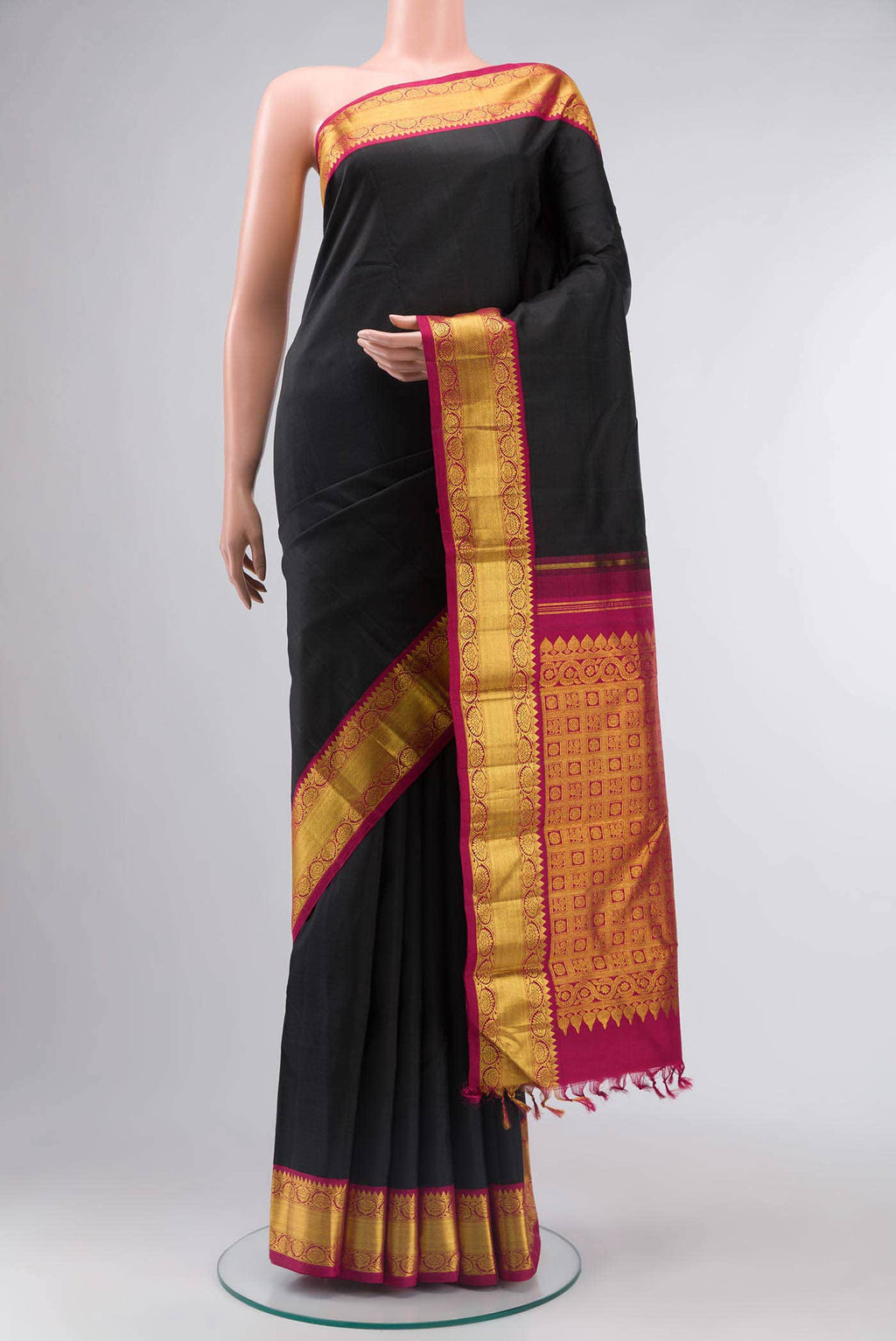 Black Dual Tone Kanchipuram Silk Saree