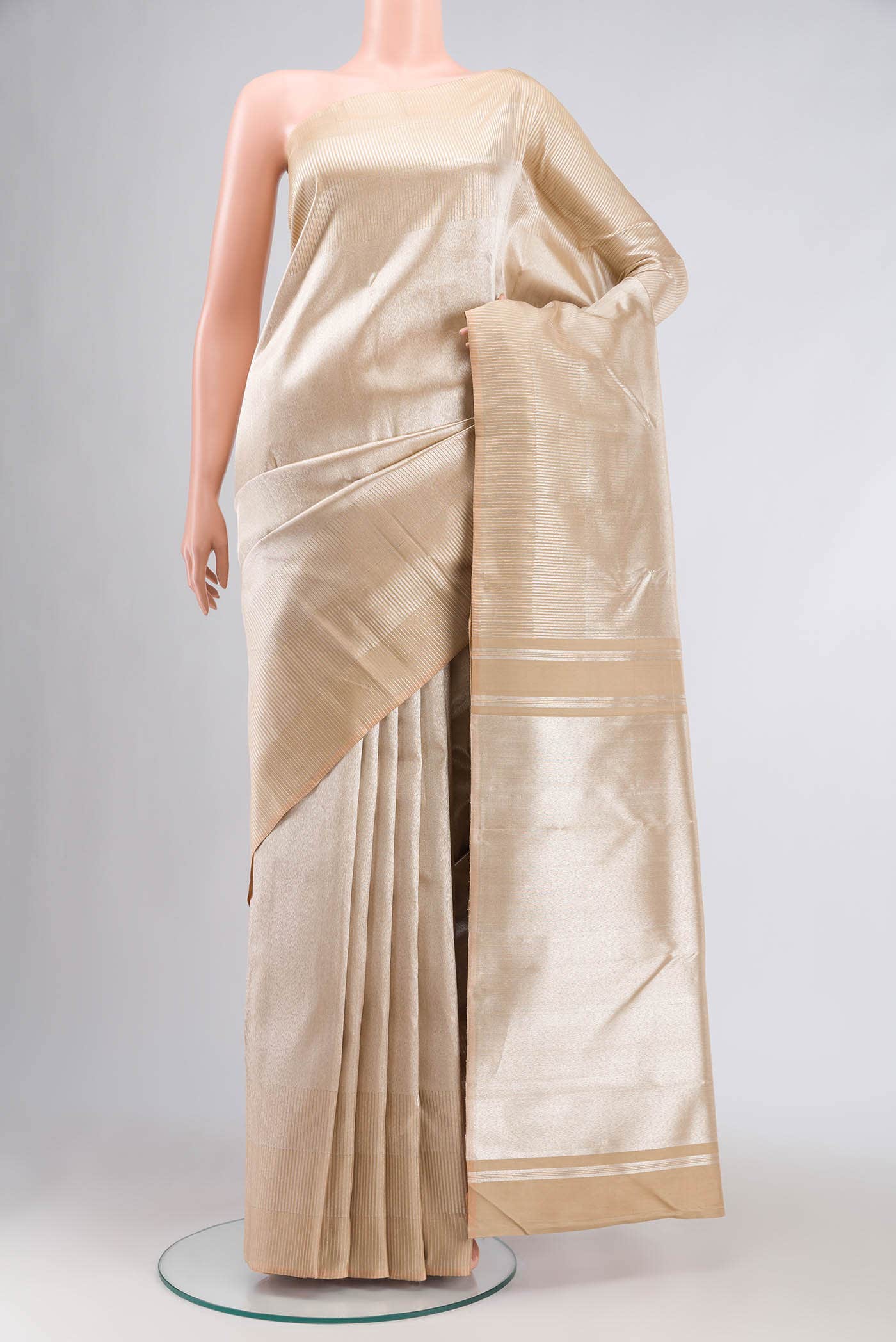 Peach with Green Dual Tone Kanchipuram Silk Saree