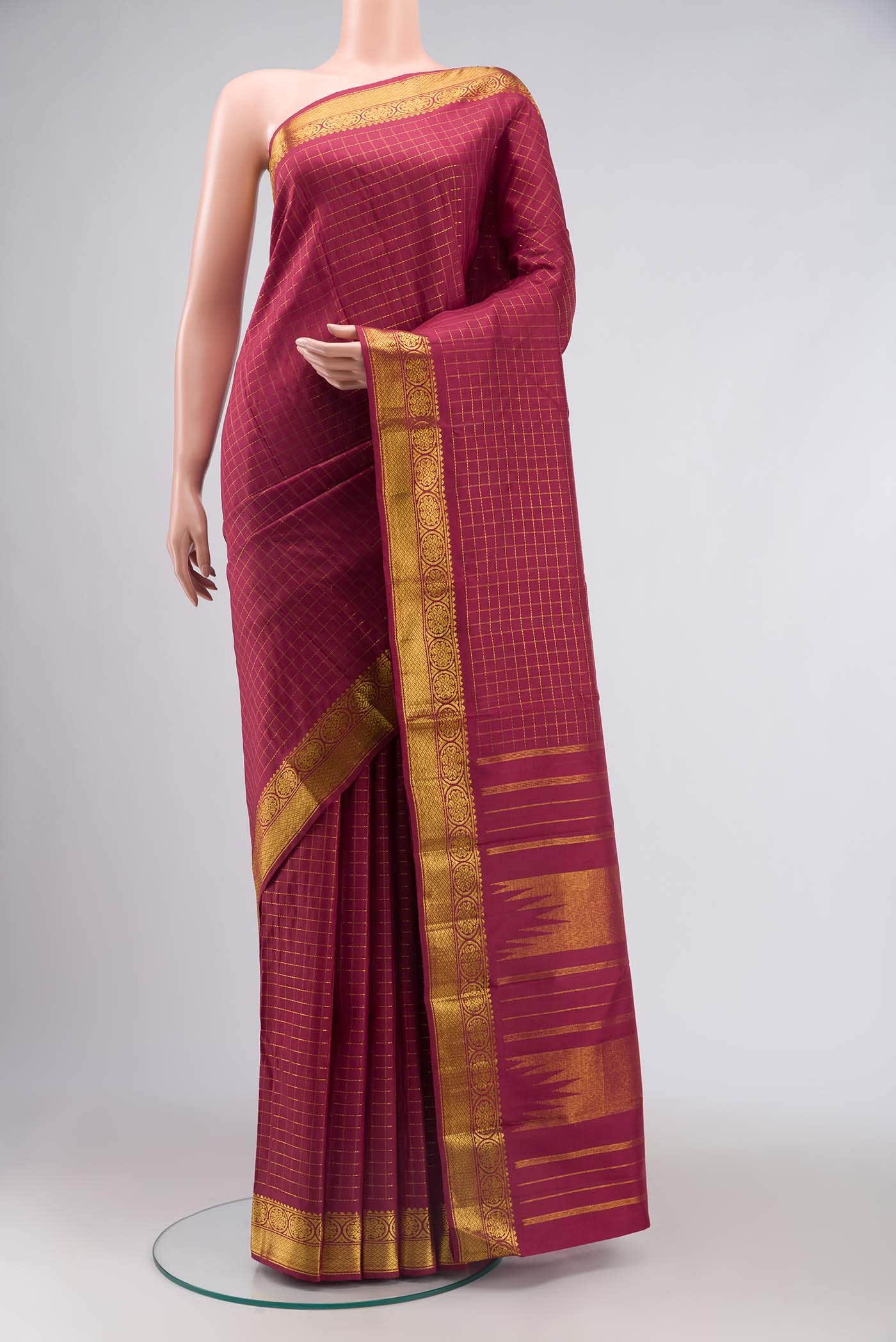 Maroon Kanchipuram Silk Saree