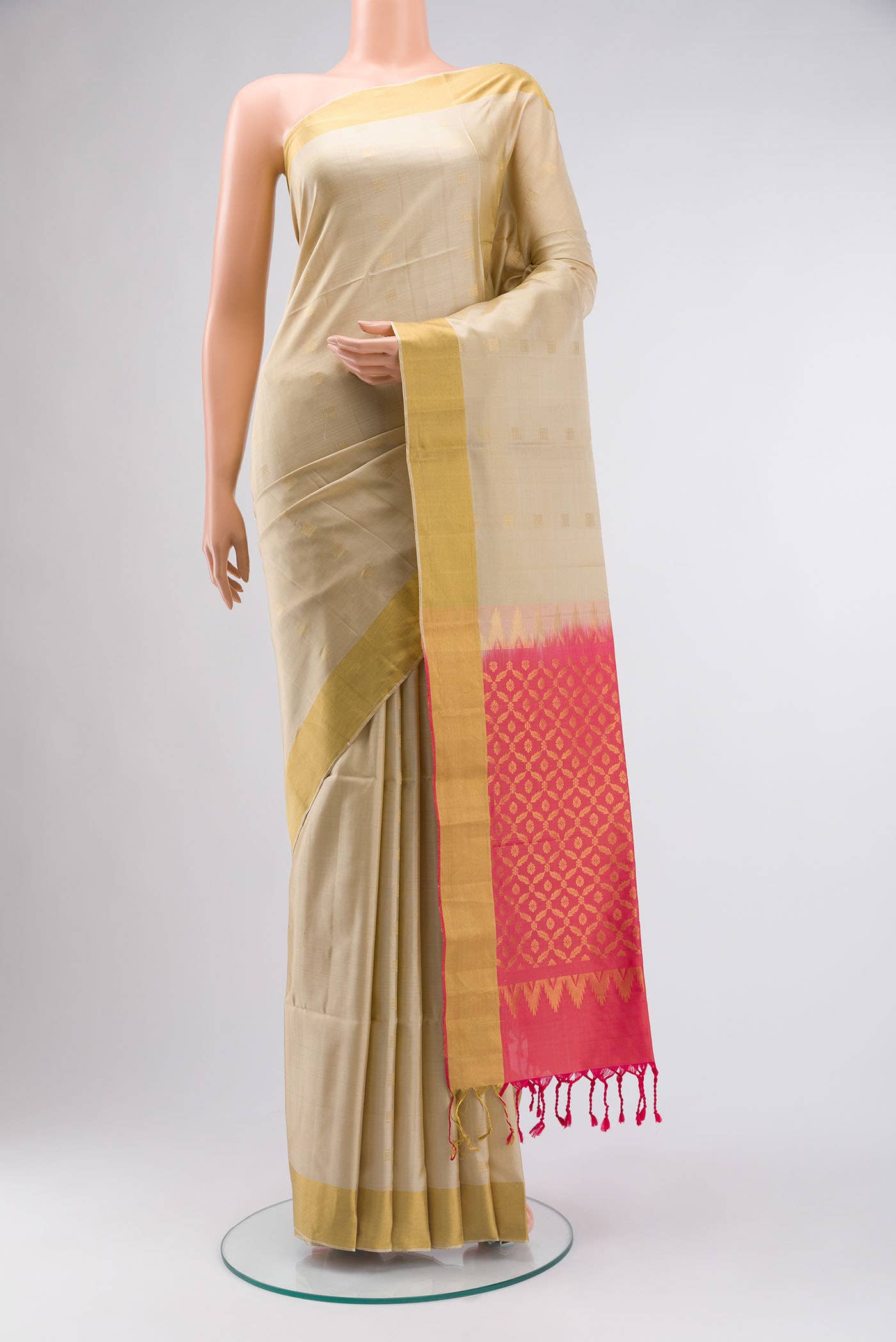Beige Soft Silk Saree