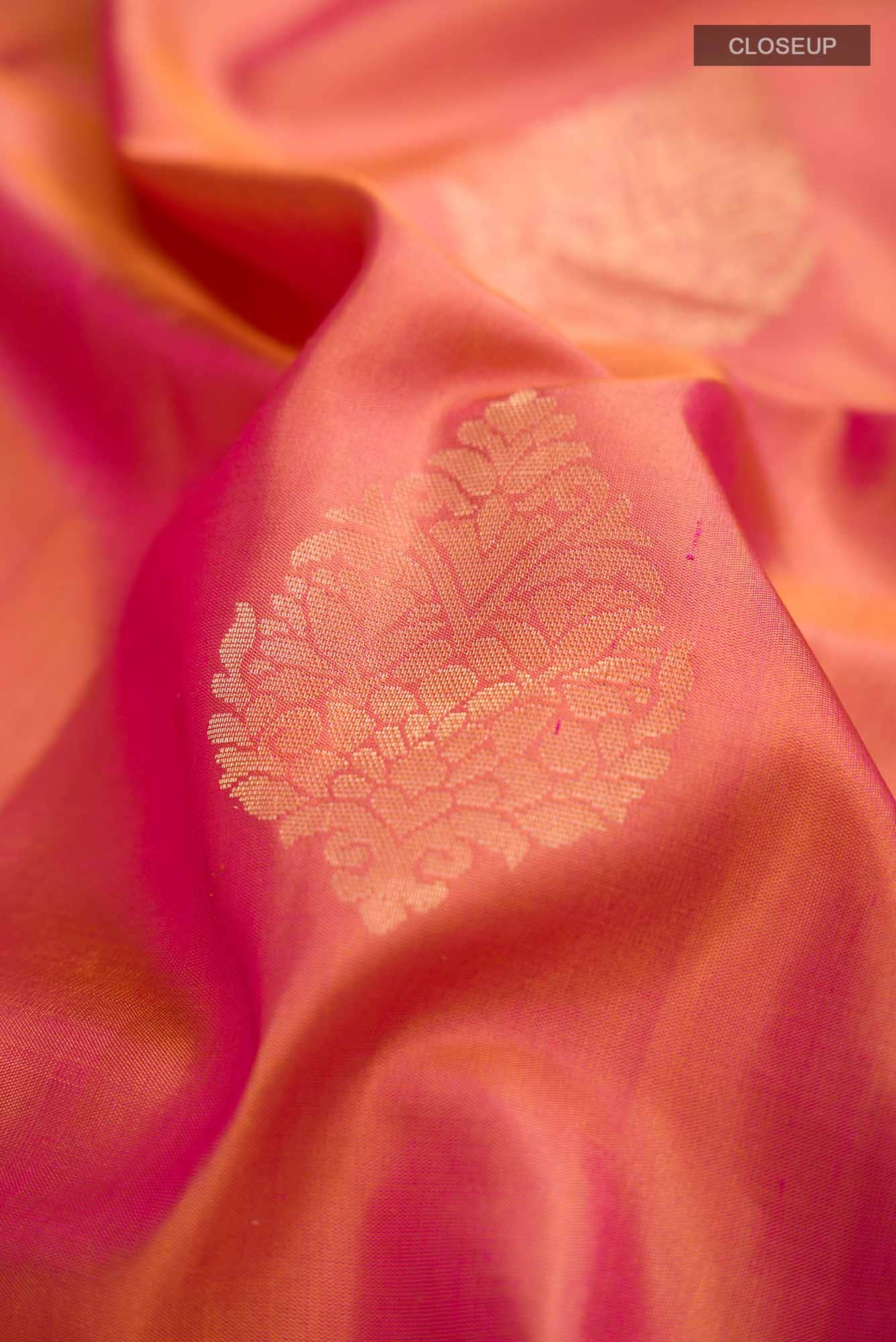 Pink with Yellow Dual Tone Soft Silk Saree