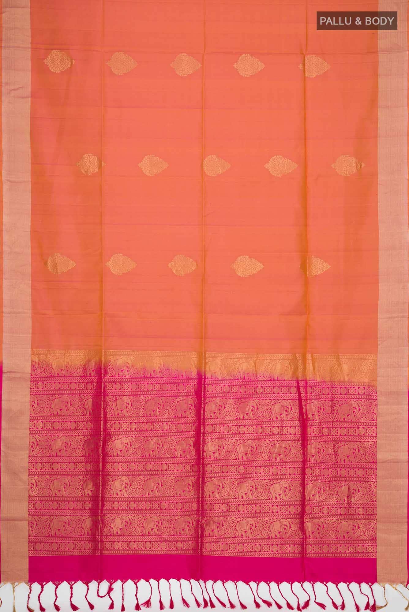 Pink with Yellow Dual Tone Soft Silk Saree