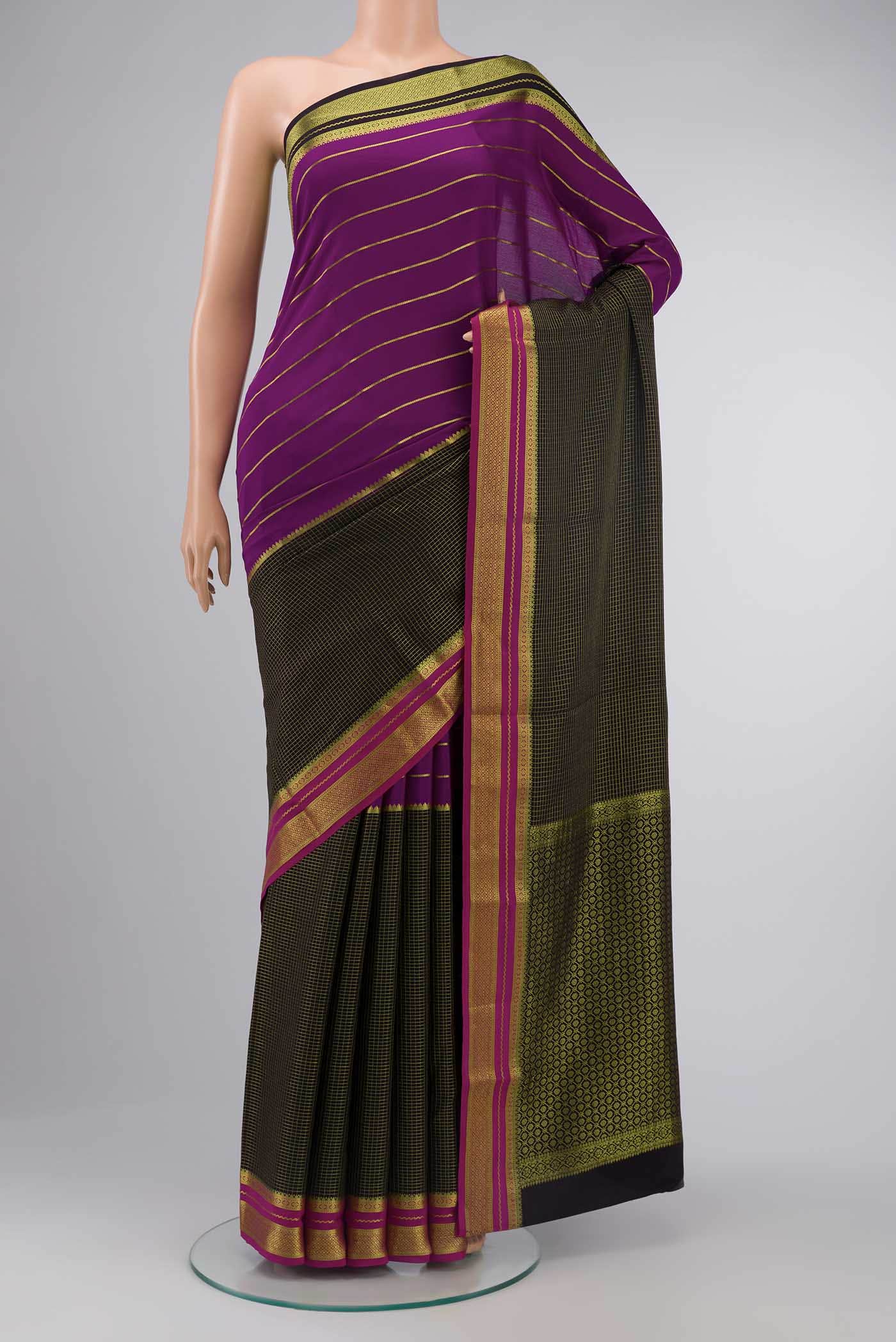 Multi Mysore Crepe Saree
